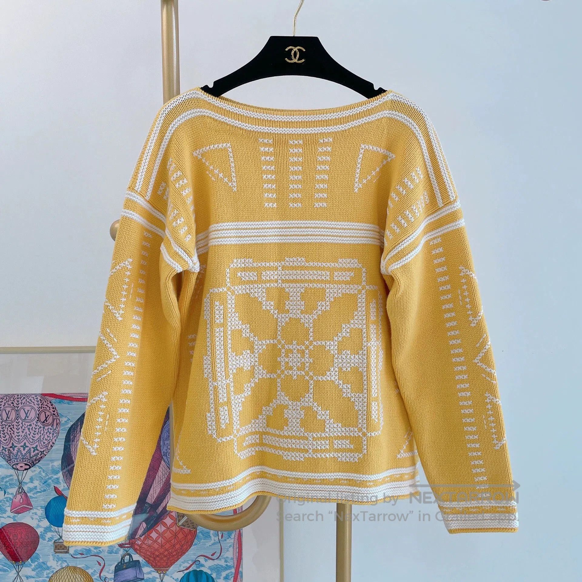 Hermes Hermes Yellow White Knit Top. Size M / US 6-8 / IT 42-44 - 1 Thumbnail