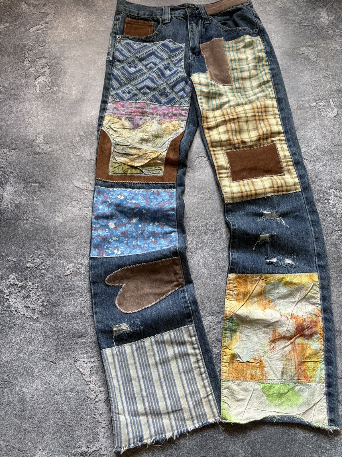 Jaded London Crazy Jaded London Patchwork Y2K Japanese Bootcut Jeans Rare Size US 28 / EU 44 - 3 Thumbnail