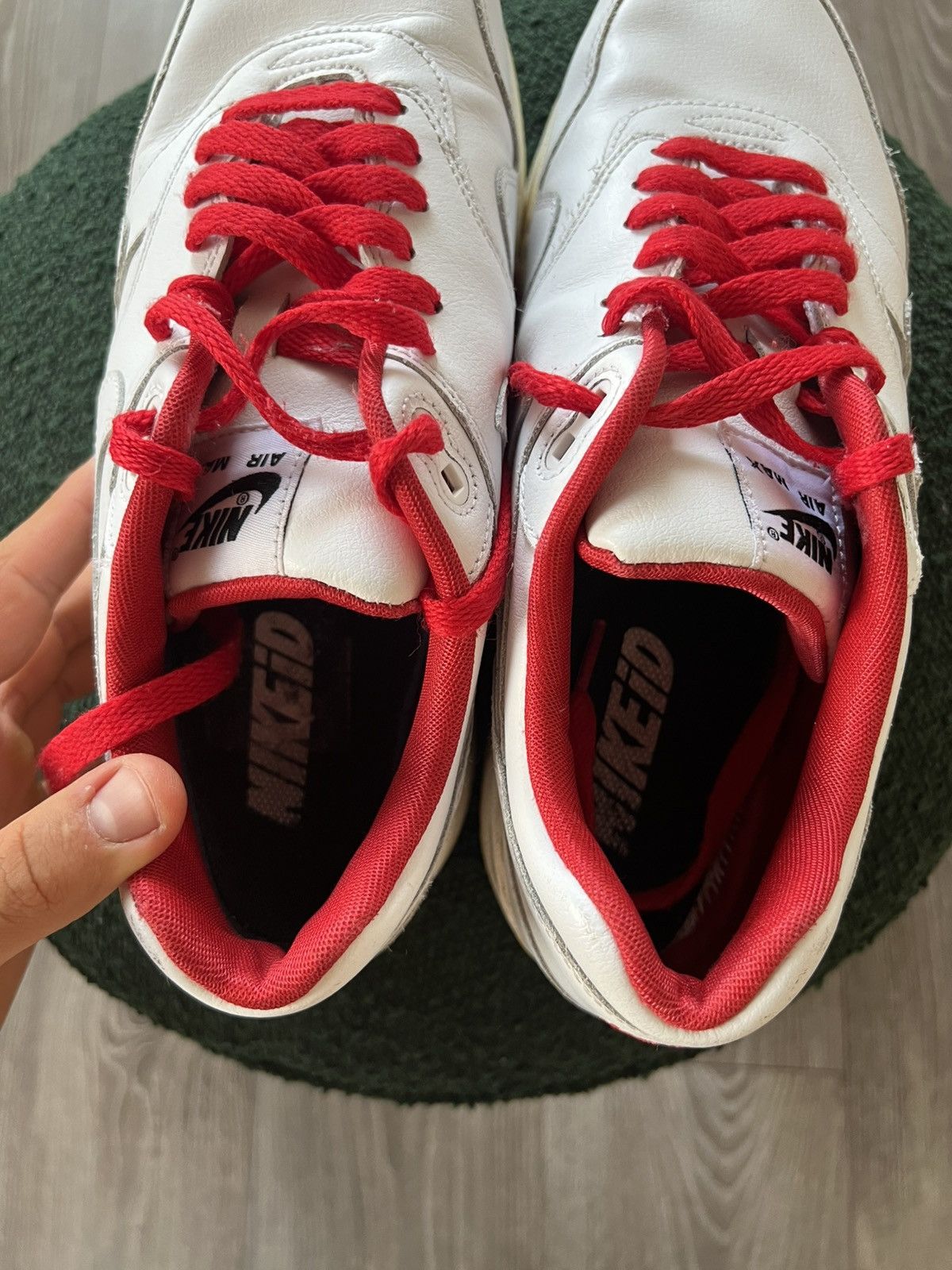 Nike ‼️Rare Nike ID Air Max 1 White/Red “Giga Nord” Sneakers‼️ Size US 9.5 / EU 42-43 - 15 Thumbnail