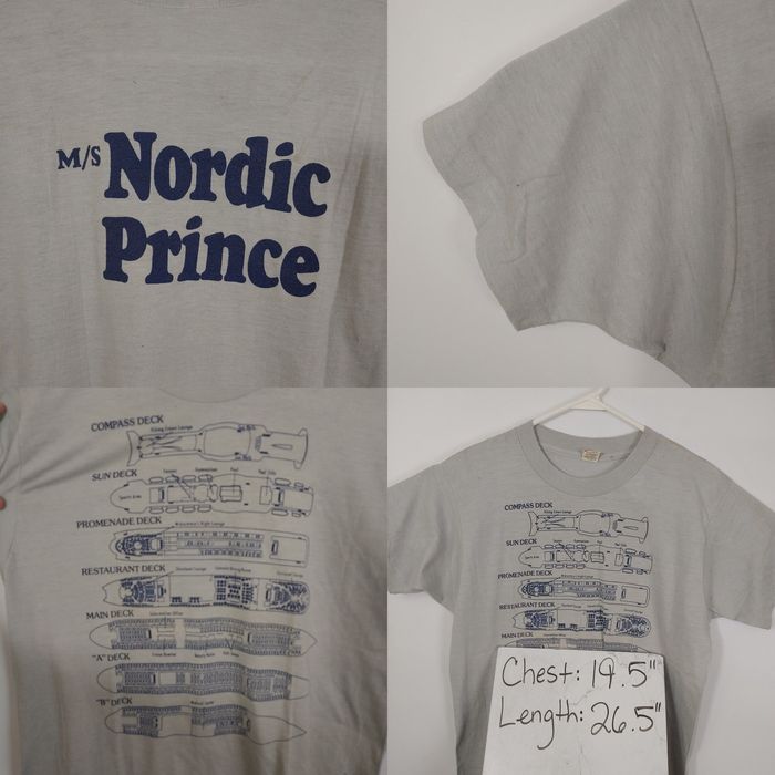 Screen Stars VTG M/S Nordic Prince Men's Gray 80s Deck Map Spell