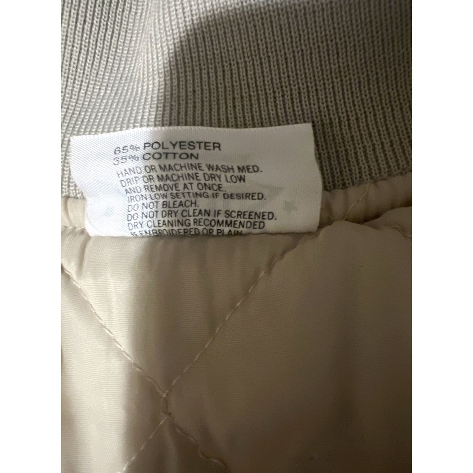 Vintage VINTAGE Poplins Made In USA Bomber Jacket Mens L Beige Solid 90s Mid-Length Full Zip Pockets All Seasons Cotton Outer Shell Cotton Blend Lining Size US L / EU 52-54 / 3 - 7 Thumbnail
