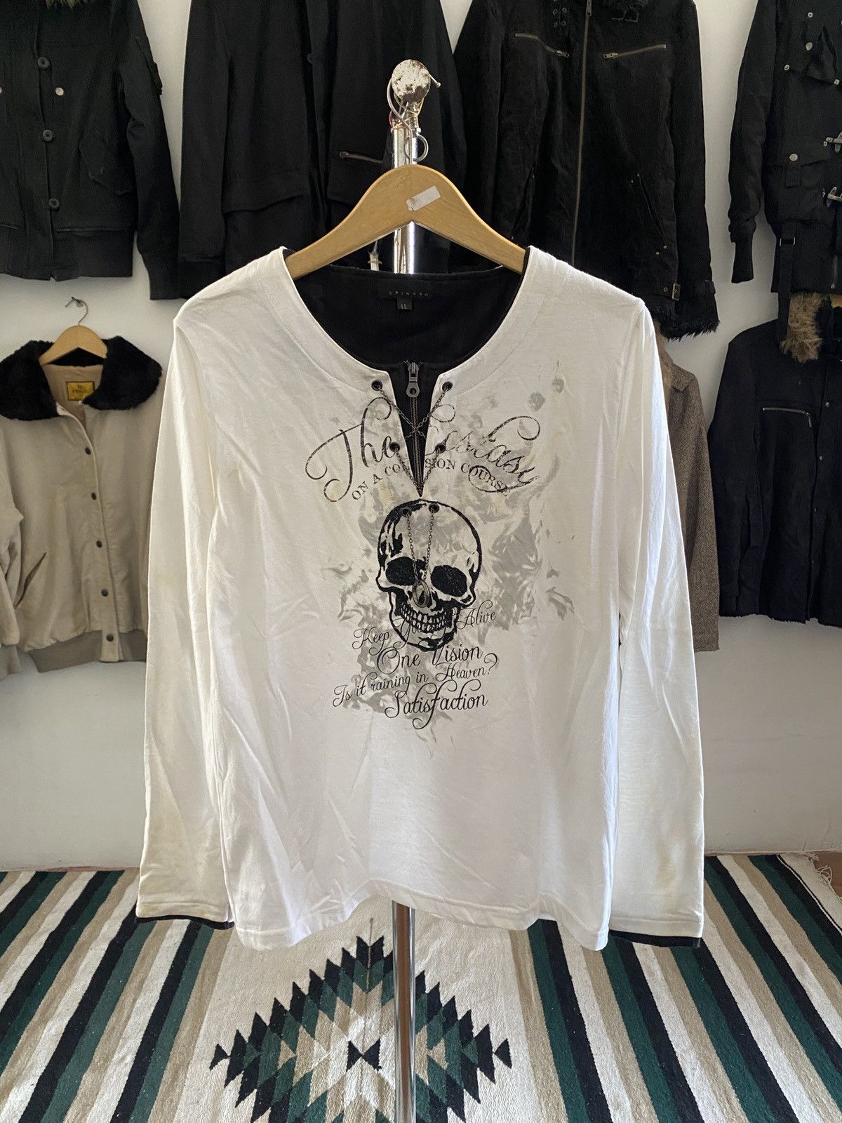 Maison Margiela Vintage y2k Spinash Double Layer Skull Necklace Long Shirt Size US L / EU 52-54 / 3 - 1 Thumbnail