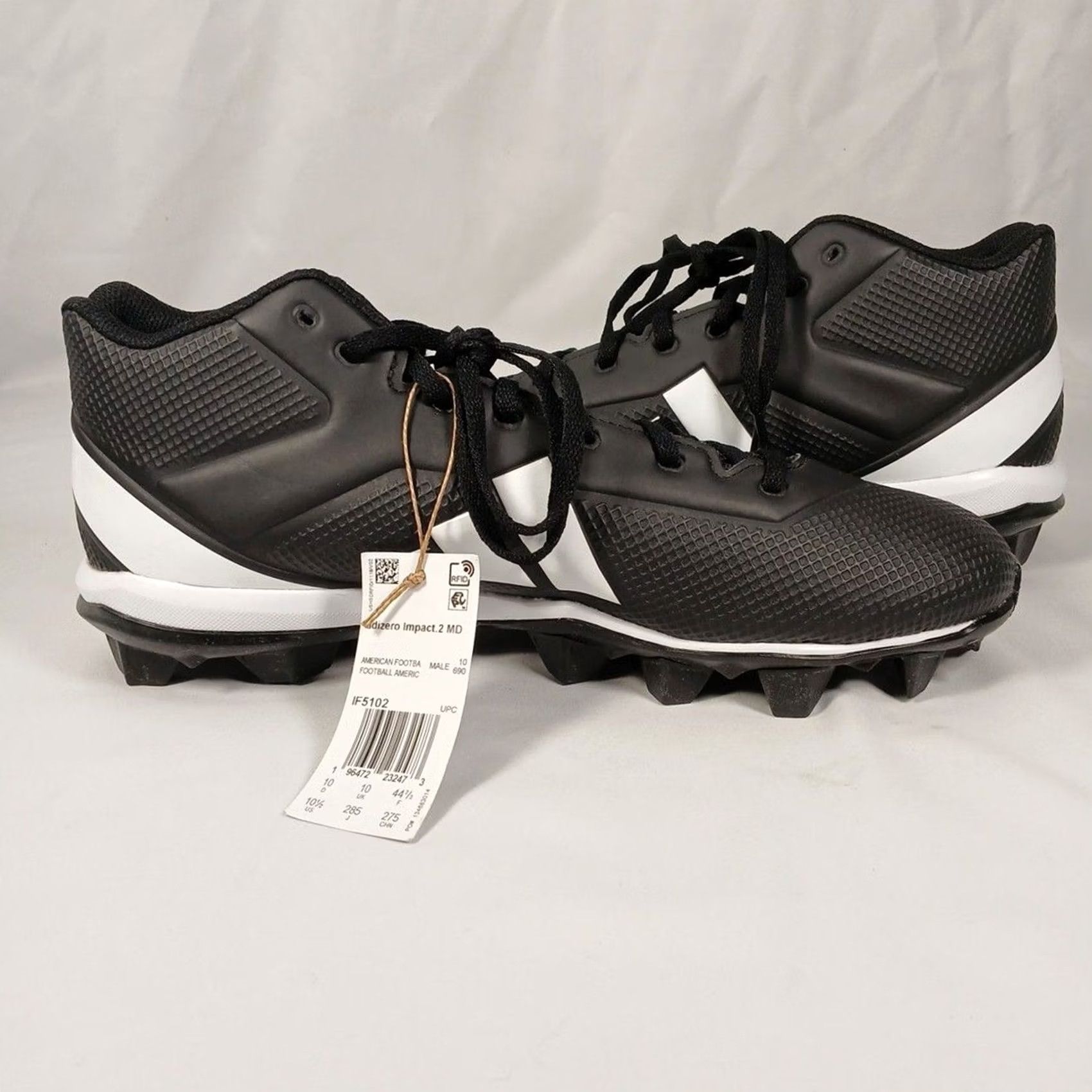 Adidas Adidas Adizero Impact 2.0 MD Mens Football Cleats Black White Size 10 New With Tags Size US 10 / EU 43 - 7 Thumbnail