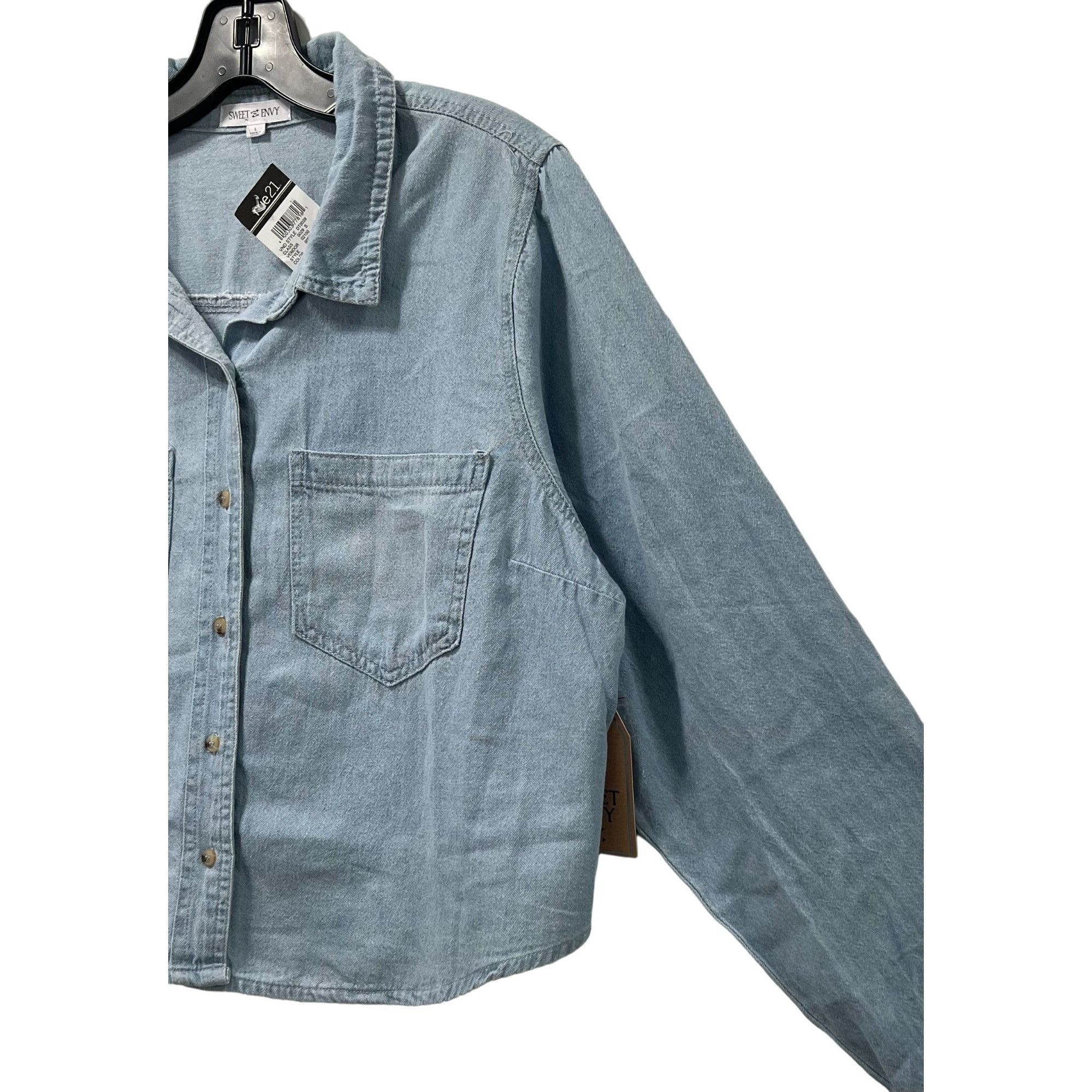 Other Sweet Envy - Women's Chambray Long Sleeve Button Down Shirt Size L / US 10 / IT 46 - 14 Thumbnail