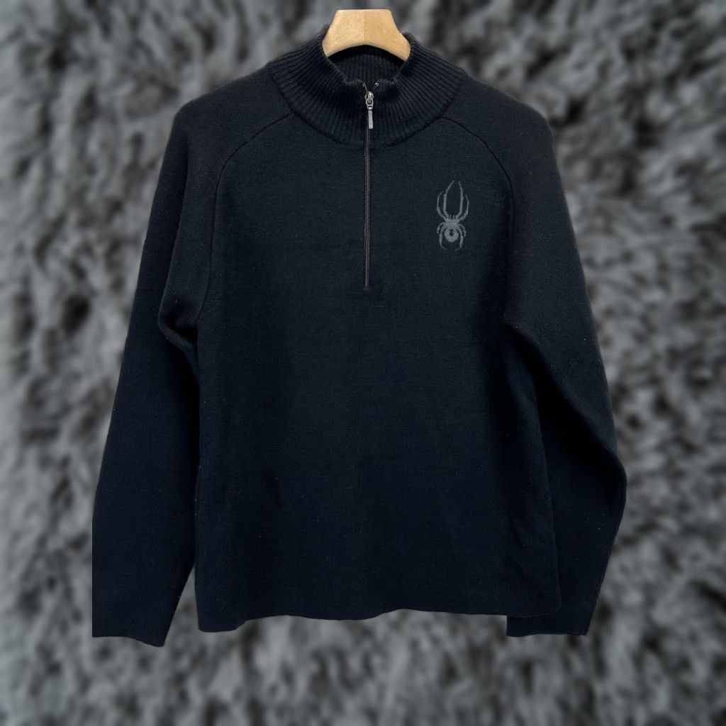 Spyder Spyder Mens Black Wool Blend Knit Sweater Outdoor Ski 1/4 Zip Small Size US S / EU 44-46 / 1 - 1 Thumbnail