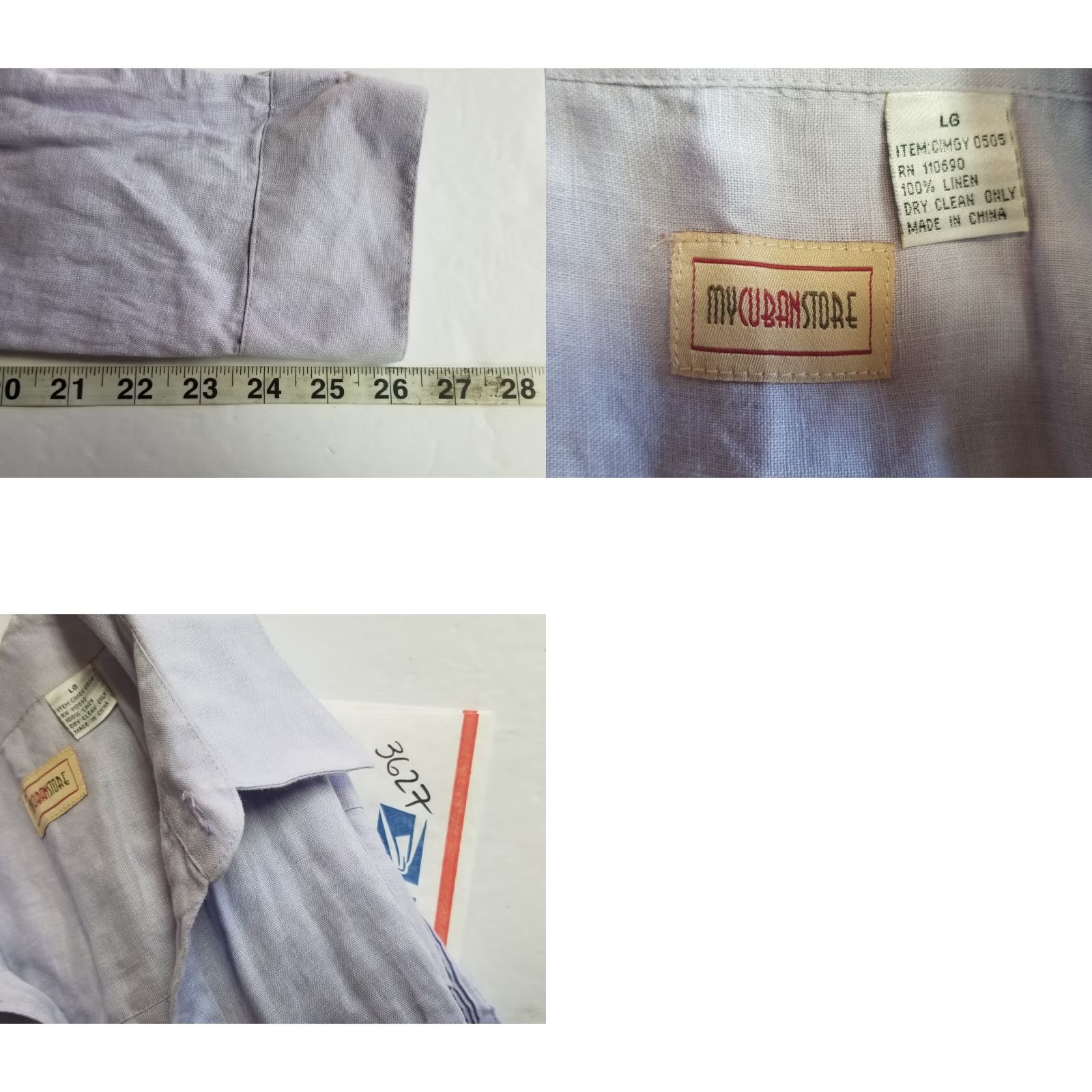 Vintage My Cuban Store 100% Linen Long Sleeve Button Up Guayabera Shirt Large Purple Mens Wedding Casual Size US L / EU 52-54 / 3 - 8 Thumbnail