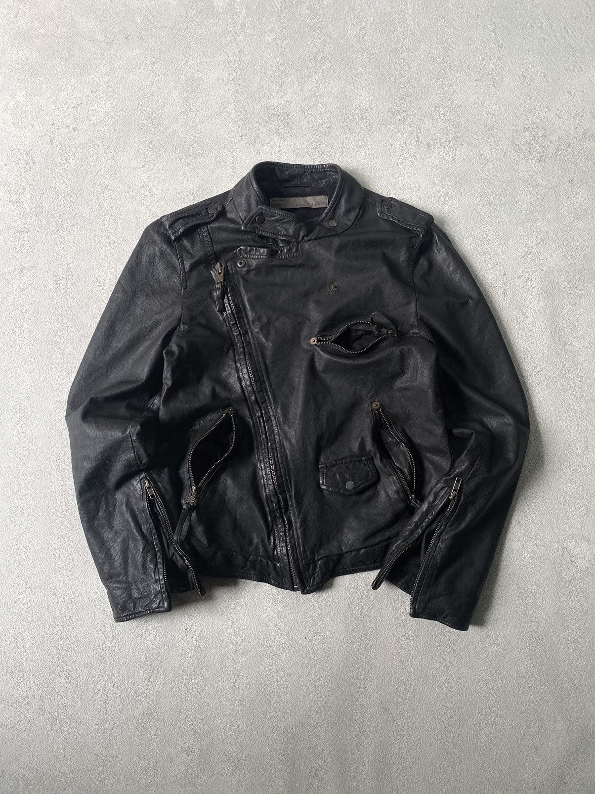Zara asymmetrical leather biker jacket Size US L / EU 52-54 / 3 - 3 Thumbnail