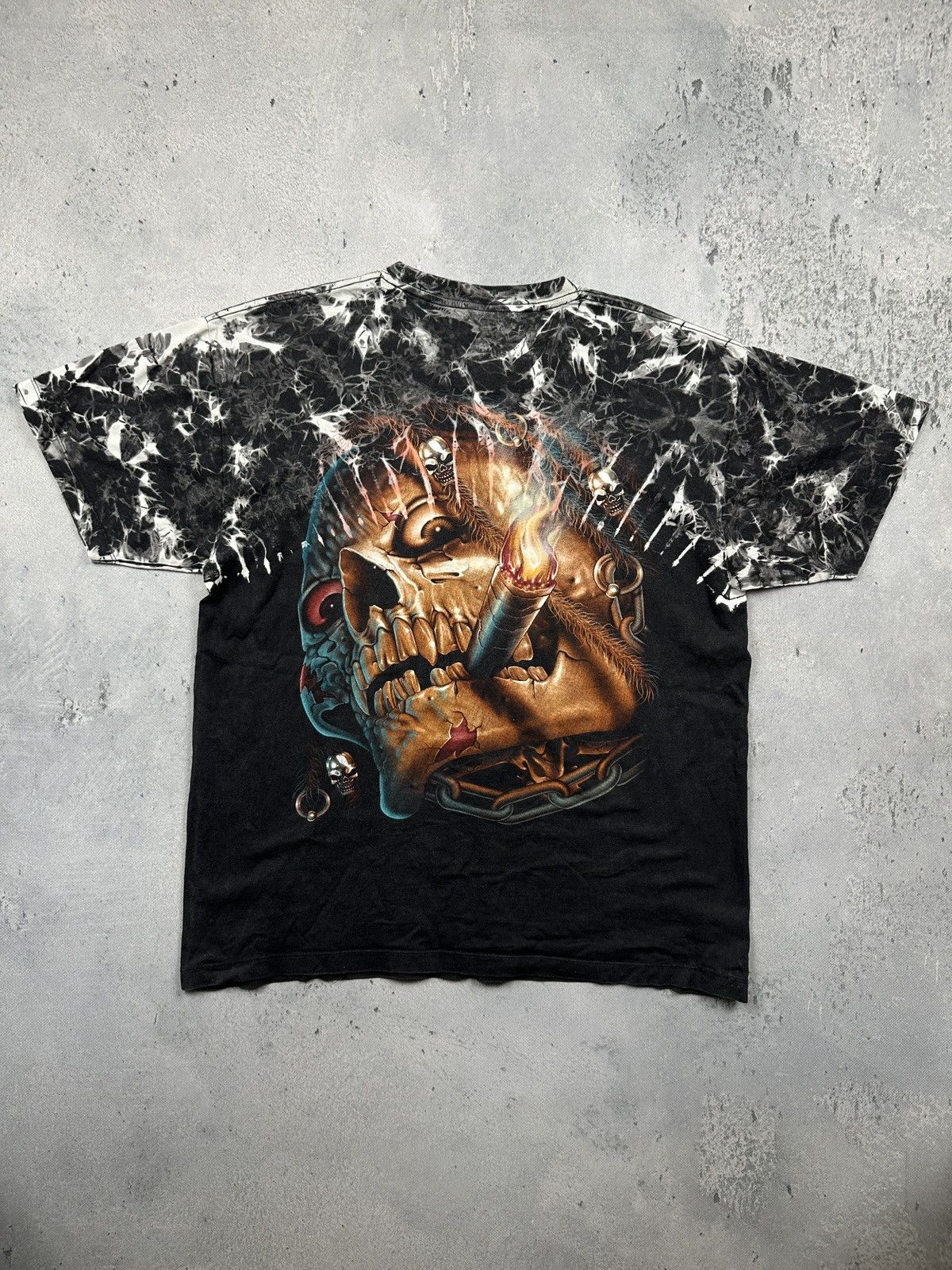 Affliction Survivors Smoking Skull All Over Studded Graphic Rock N Roll Size US XL / EU 56 / 4 - 7 Thumbnail