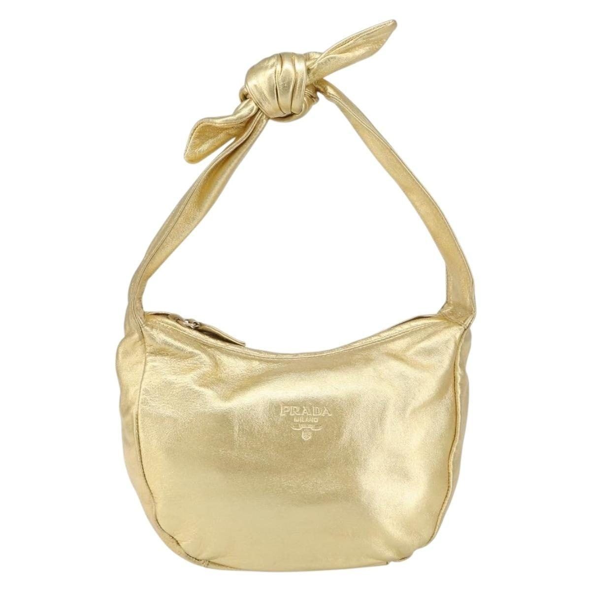 Prada Prada Leather Shoulder Bag Gold Size ONE SIZE - 1 Thumbnail