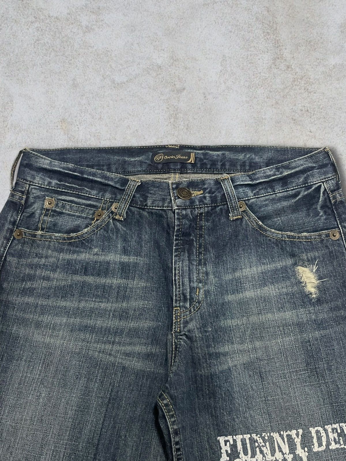 Skull Jeans by an Alchemist Vintage Japanese Skull Cross Printed Distressed Washed Jeans Size US 32 / EU 48 - 9 Thumbnail