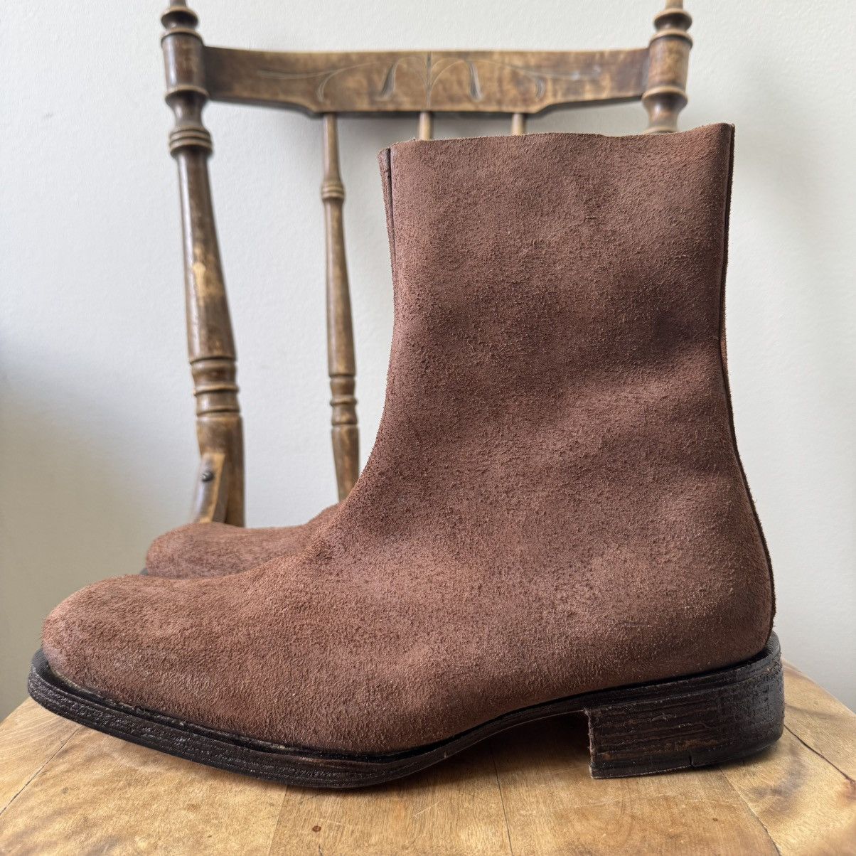 Maison Margiela AW2003 Martin Margiela Brown Suede Square Toe Boots Size US 11 / EU 44 - 4 Thumbnail
