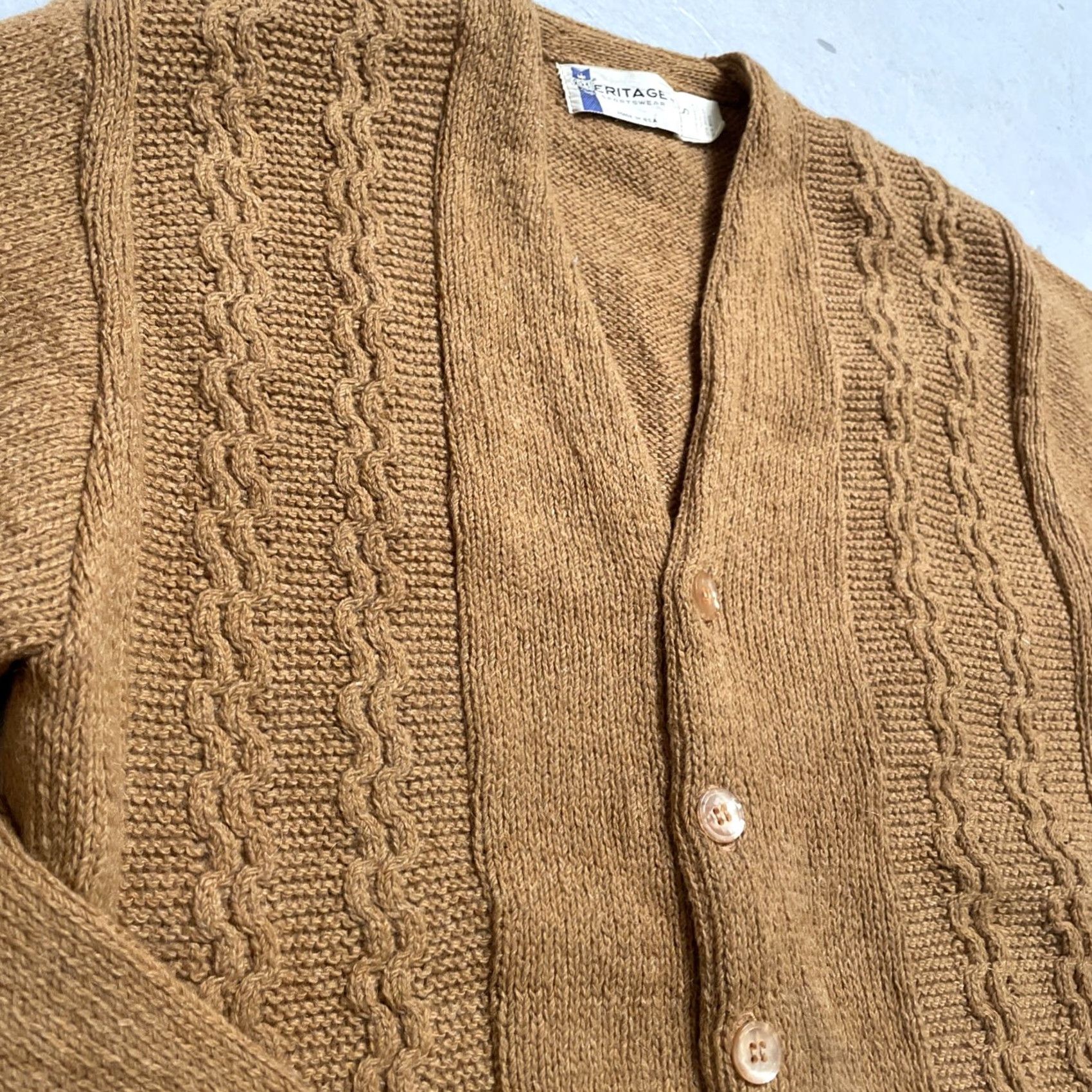 Vintage VINTAGE Heritage Sportwear Cardigan Unisex Adults Sweater S Brown Mohair Wool Polyester Knit 60s 70s Rockabilly USA Shaggy Grunge Classic Size US S / EU 44-46 / 1 - 2 Thumbnail