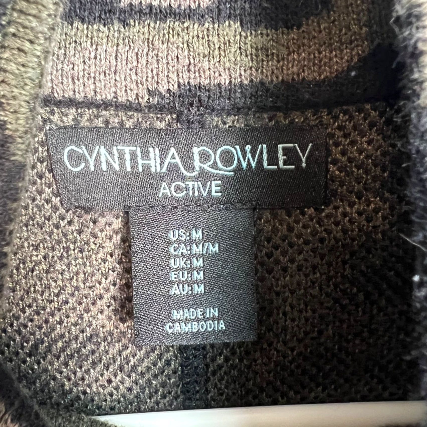Cynthia Rowley VINTAGE Cynthia Rowley Camouflage Zip-Up Jacket Women Medium Green Cotton Knit Casual Fall Winter Size M / US 6-8 / IT 42-44 - 3 Thumbnail