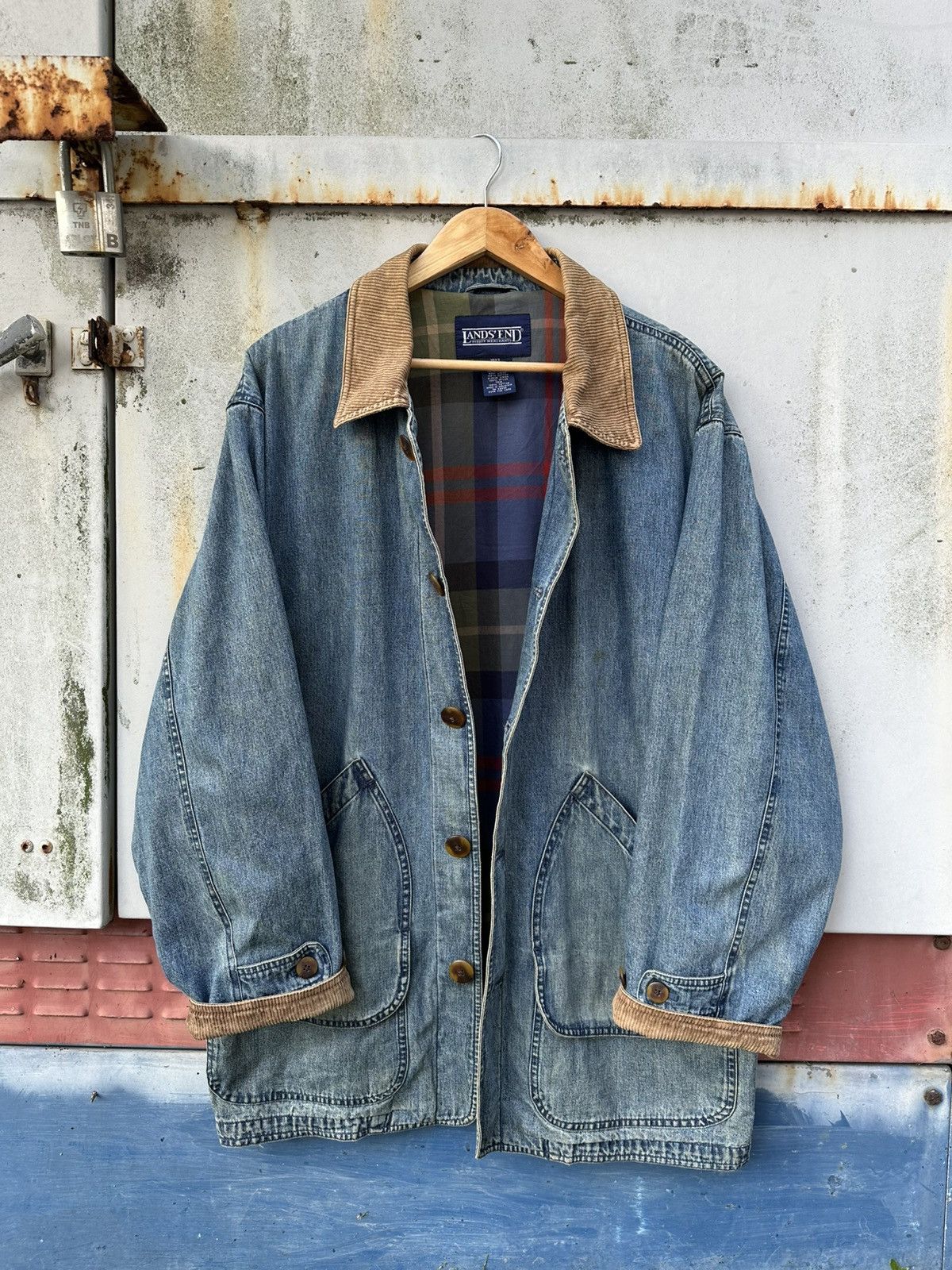 Vintage 👹Vintage Land’s End Chore Denim Jacket Size US XL / EU 56 / 4 - 1 Thumbnail
