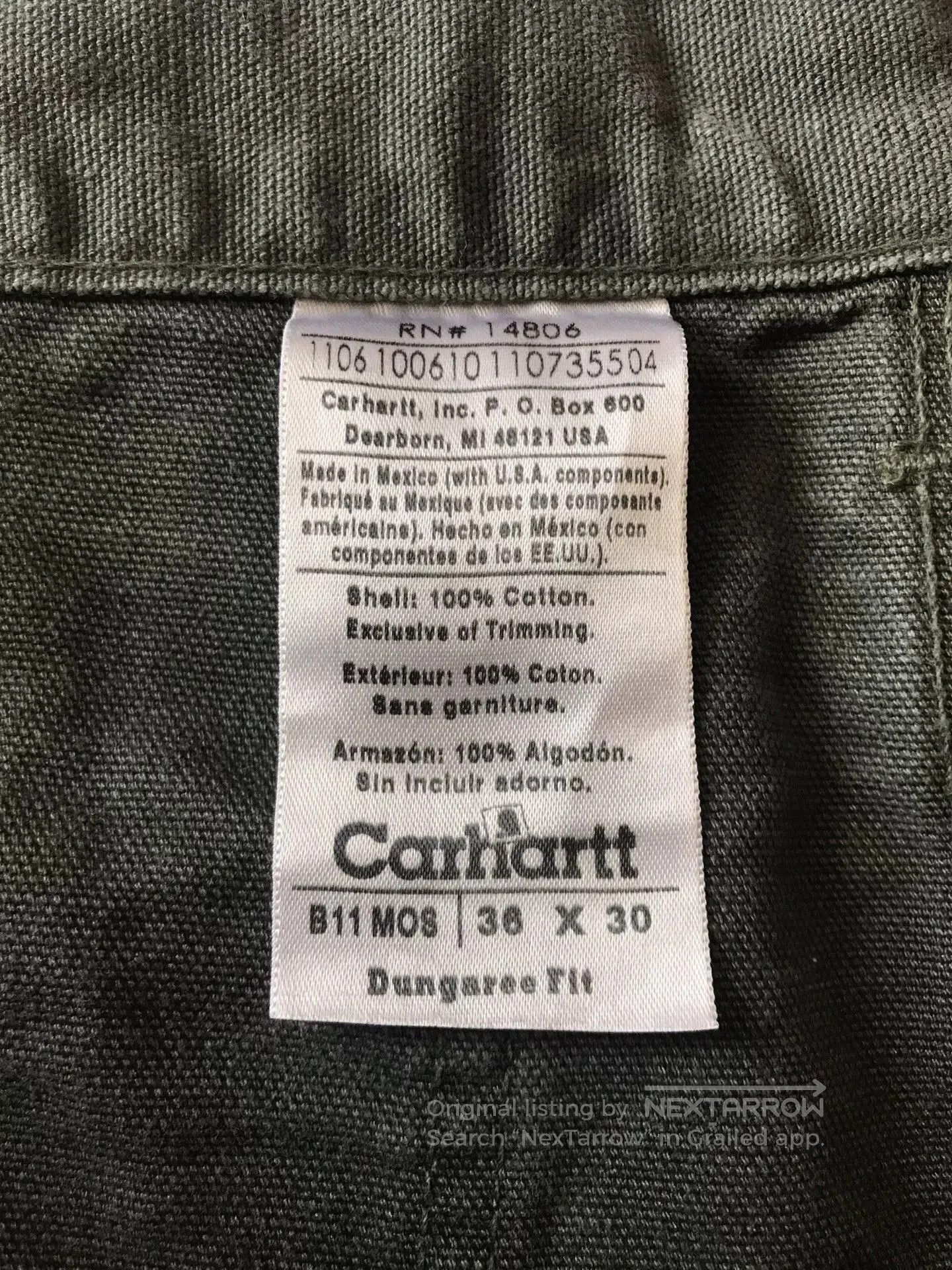 Carhartt Carhartt B11 MOS Canvas Work Pants W36L30. Size US 36 / EU 52 - 9 Thumbnail