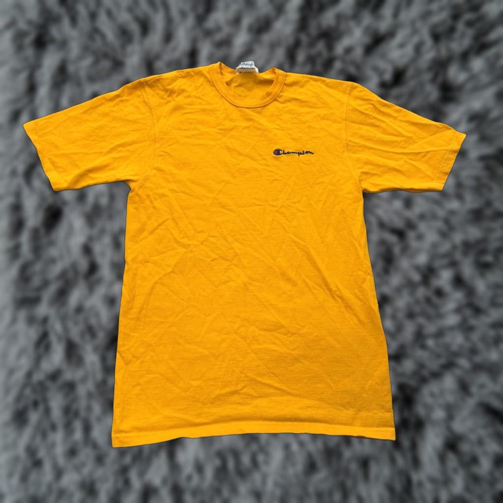 Champion Champion Shirt Mens Small Yellow Embroidered Logo Classic Casual Tee 100% Cotton Men Crew Neck Short Sleeve Solid Vintage No Size US S / EU 44-46 / 1 - 1 Thumbnail