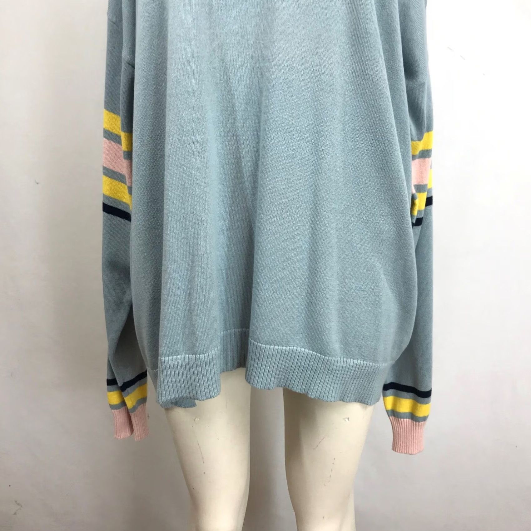 Vintage Like Love Sweater Plus Size 3XL Blue Striped Sleeve Light Casual Size XXL / US 16-18 / IT 52-54 - 3 Thumbnail