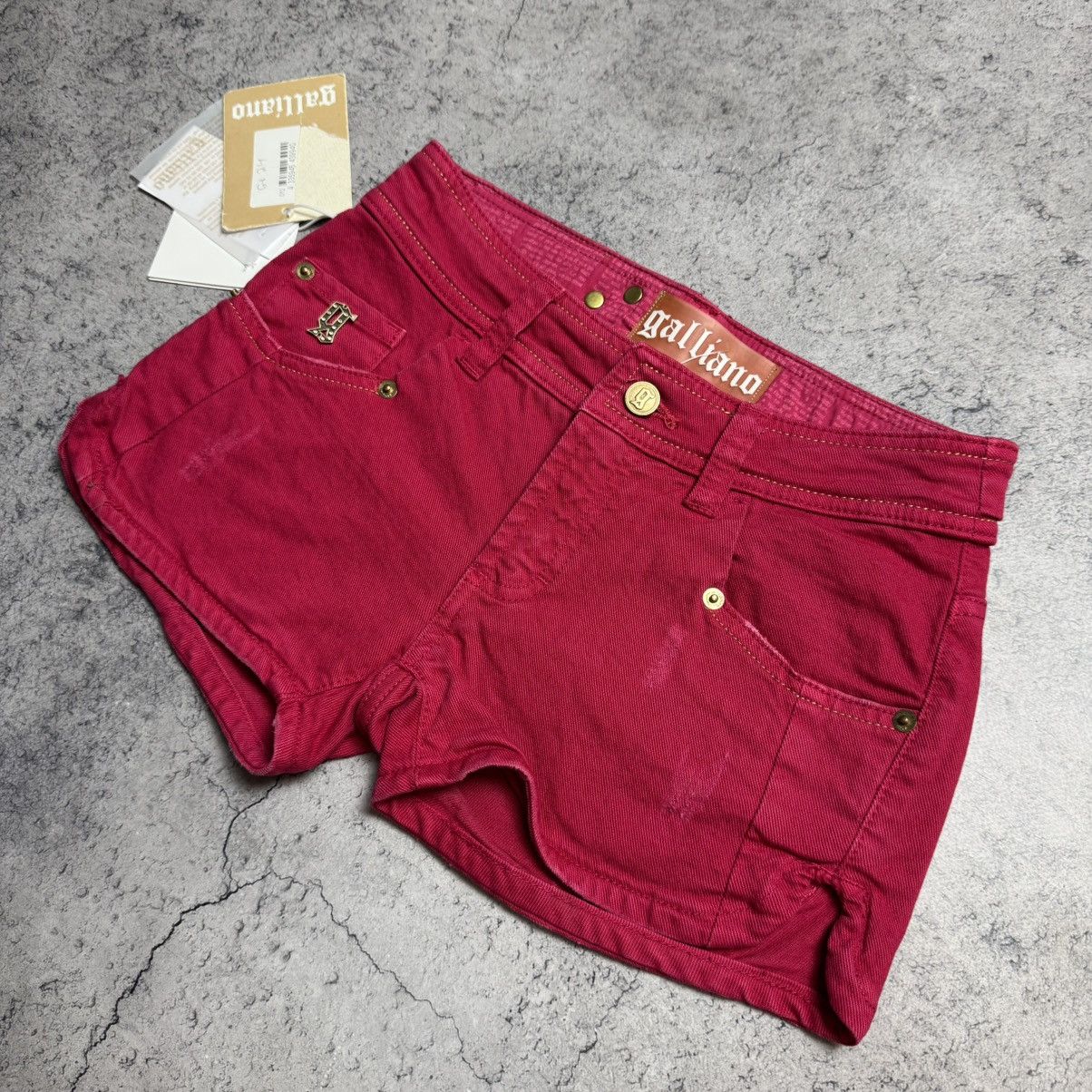John Galliano NEW Galliano Y2K 00s Mini Shorts Size 26" / US 2 / IT 38 - 4 Thumbnail