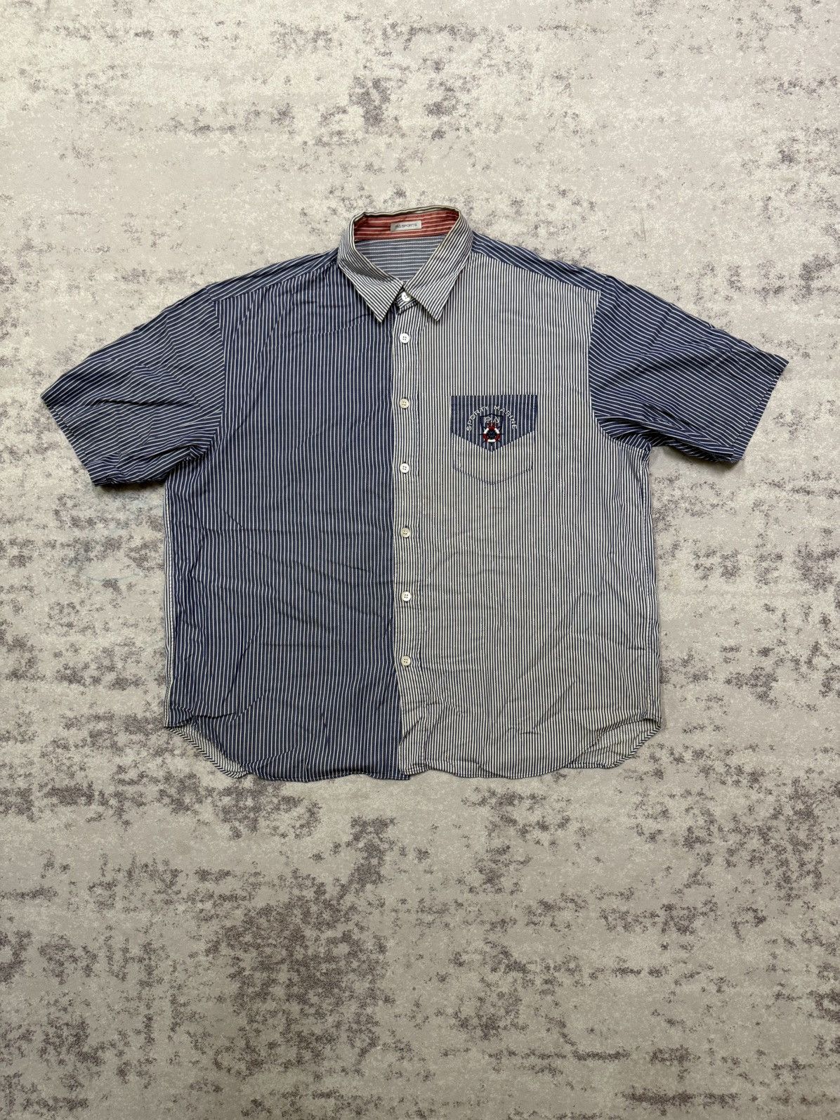 Japanese Brand Piasports Colorblock Blue Stripe Logo Chest Button Up Shirt Size US XL / EU 56 / 4 - 3 Thumbnail