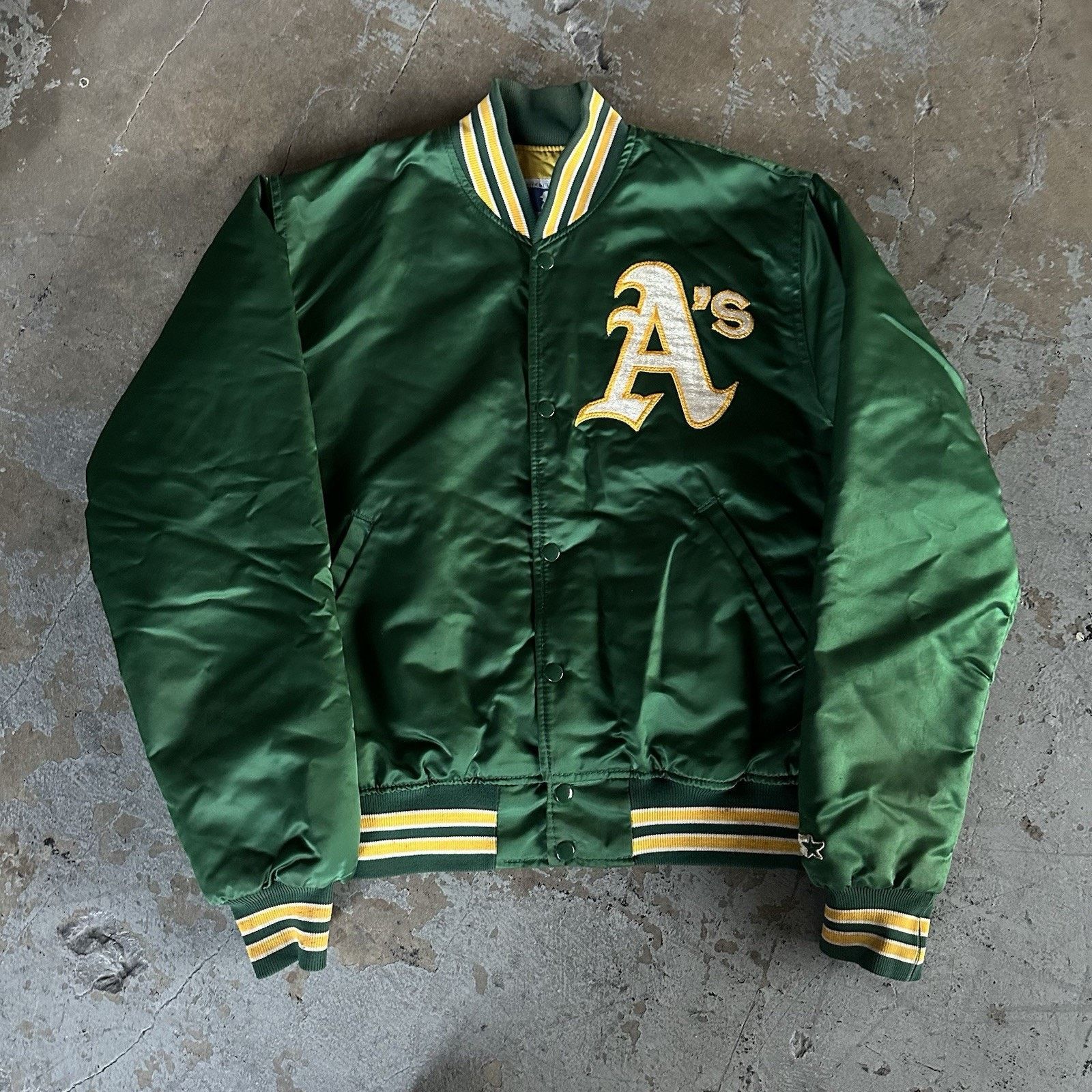 MLB × Starter × Vintage Vintage 80s Starter Oakland Athletics Bomber Satin Jacket Size US M / EU 48-50 / 2 - 1 Thumbnail