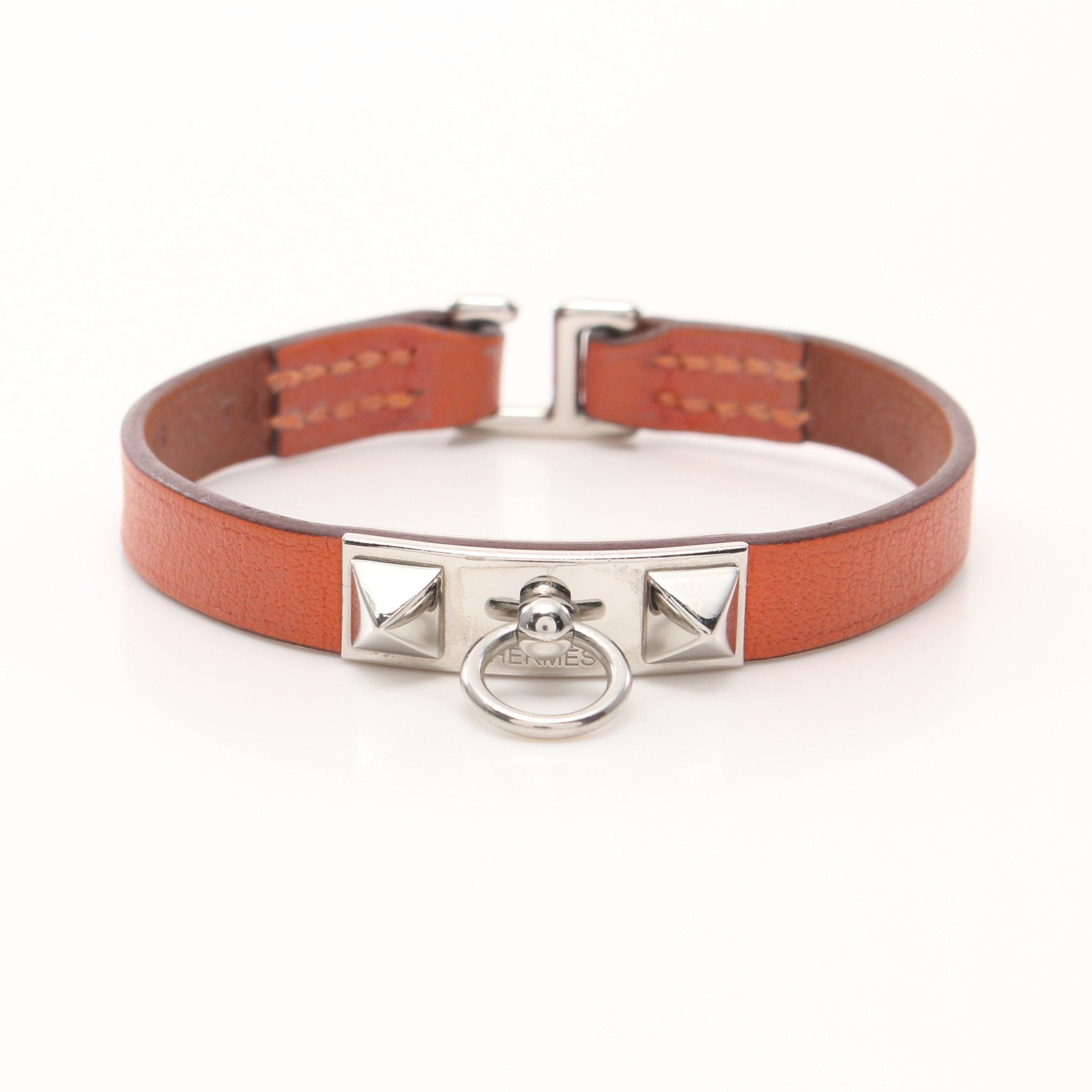 Hermes Hermes Rival Mini Bracelet Veau Swift Orange Silver U Stamp Size ONE SIZE - 1 Thumbnail