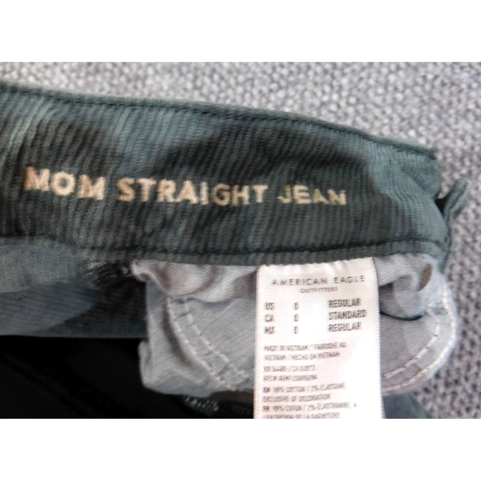 American Eagle Outfitters American Eagle Jeans Womens size 0 Mom Straight Green Corduroy Retro Nickel Zipper Pockets Size 26" / US 2 / IT 38 - 6 Thumbnail