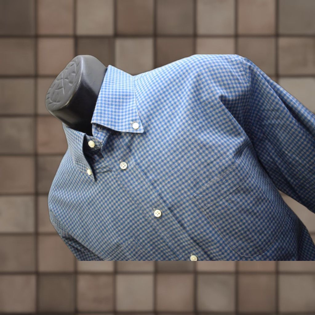 39041 Holland & Sherry London 1836 Long Sleeve Plaid Dress Shirt Large Mens