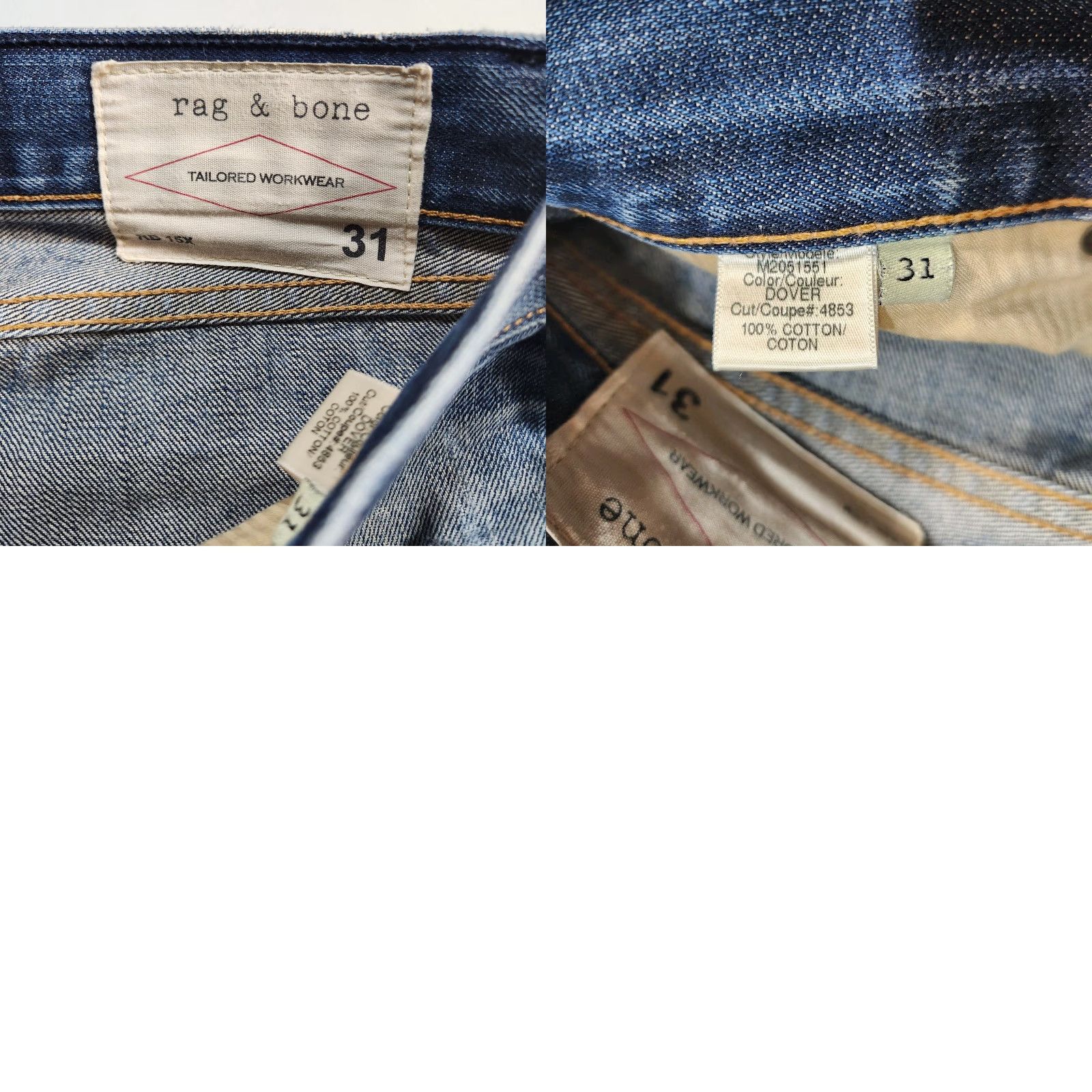 Rag & Bone VINTAGE Rag Bone Mens Jeans Slim Straight Button Fly 31 34 Inseam Blue 100% Cotton M2051551 Size US 31 - 8 Thumbnail