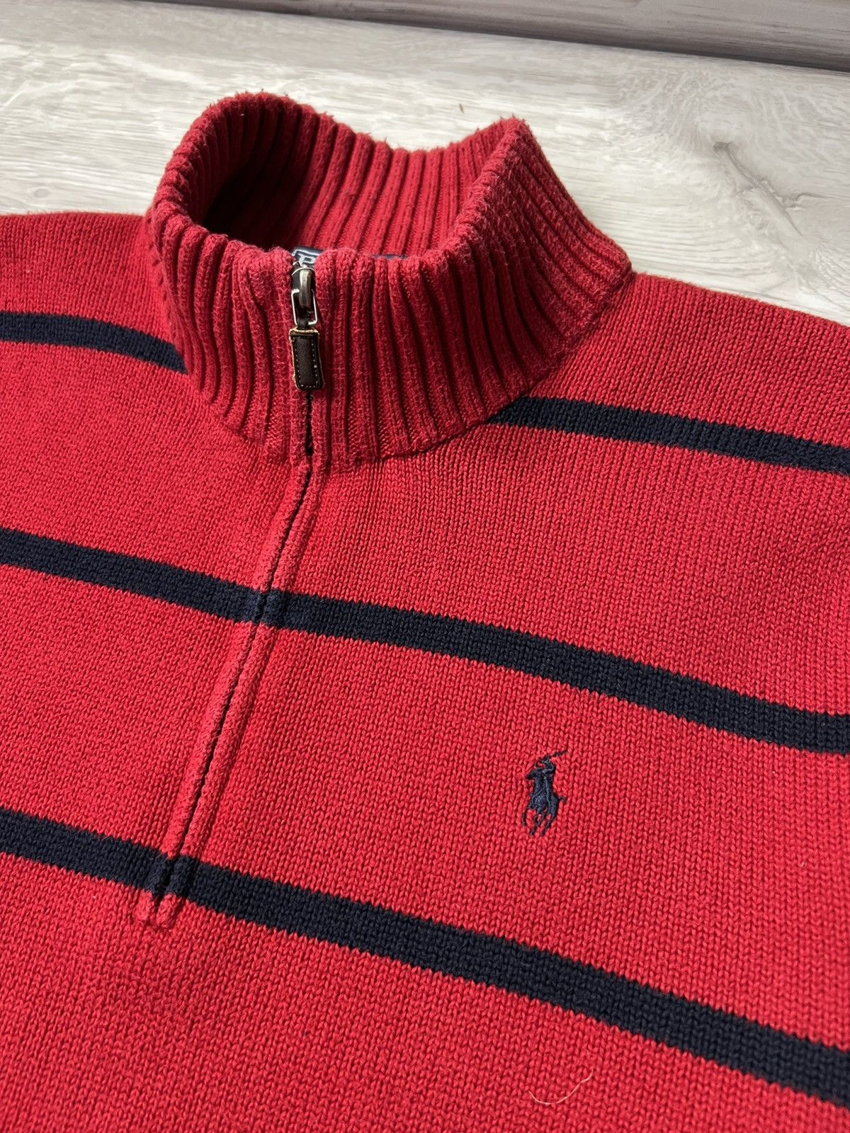 Polo Ralph Lauren Vintage Ralph Lauren Striped Knit Sweater Zip Pullover Size US L / EU 52-54 / 3 - 3 Thumbnail