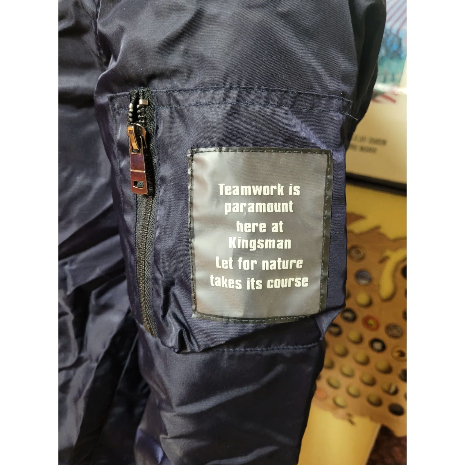Kingsman VINTOS Jacket Men Windbreaker 80s Blue Mid-Length Zip Full Zip Regular L Large Vintage Kingsman Engrish Size US L / EU 52-54 / 3 - 3 Thumbnail