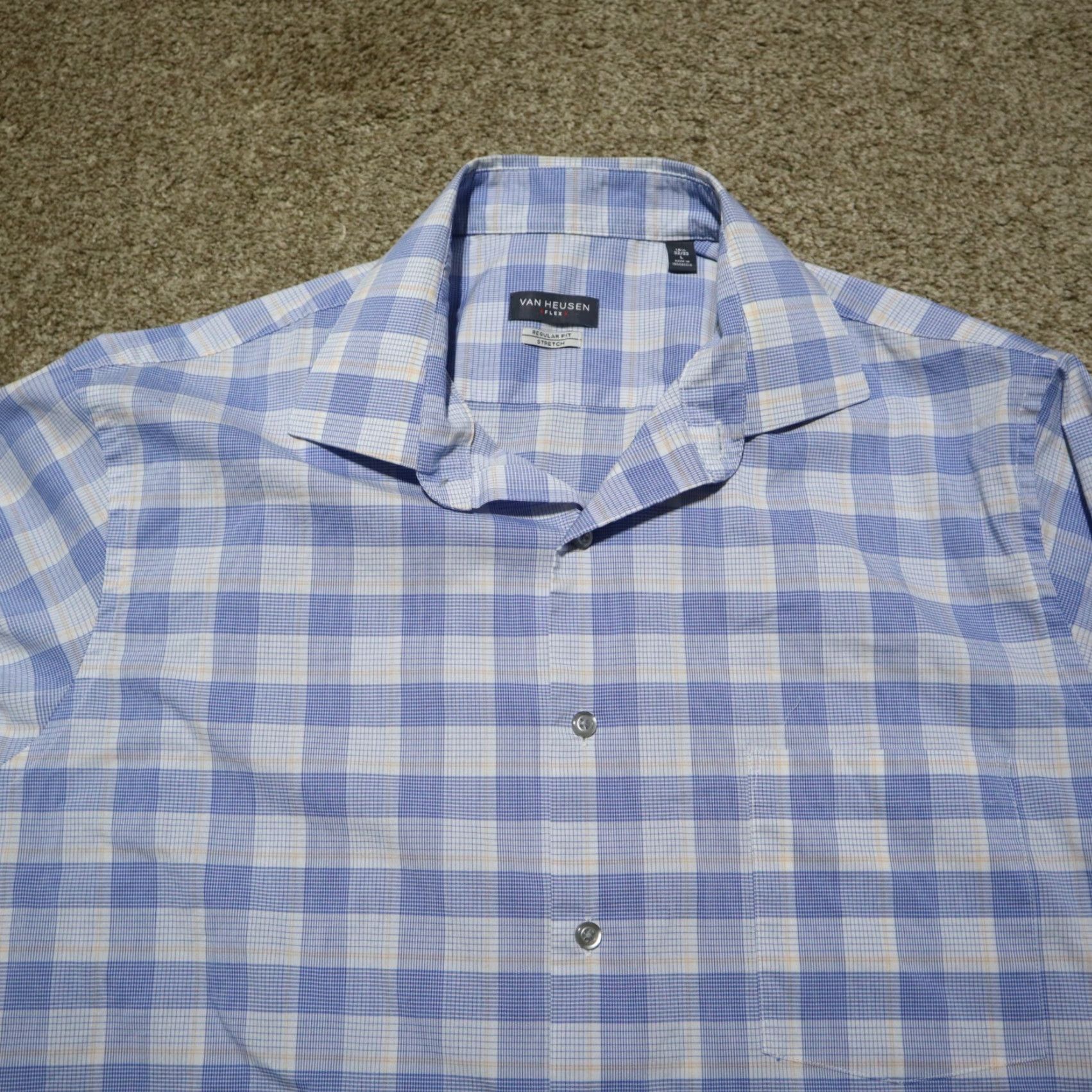 Van Heusen VINTAGE Van Heusen Blue Plaid Flex Button Up Shirt Long Sleeve Adult Men's 16.5 32/33 Size US XL / EU 56 / 4 - 2 Thumbnail