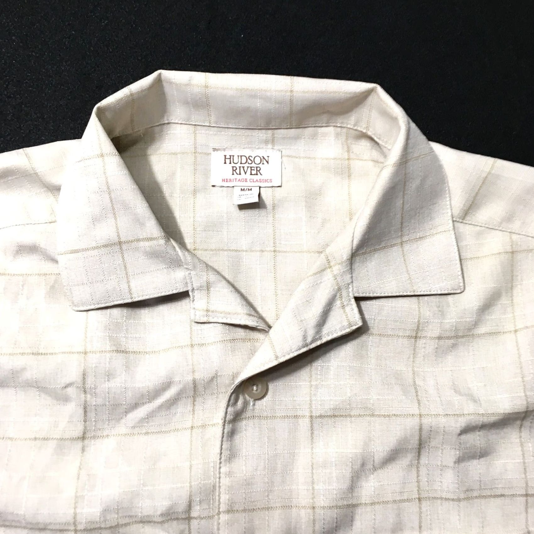 Hudson Hudson River Button-Up Shirt Beige Plaid Short Sleeve Polyester Pocket Men's M Shirt Size US M / EU 48-50 / 2 - 2 Thumbnail