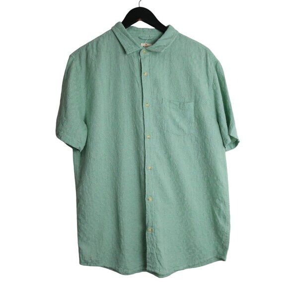 Marine Layer Marine Layer Theo Short Sleeve Textured Light Green Shirt Size US M / EU 48-50 / 2 - 1 Thumbnail