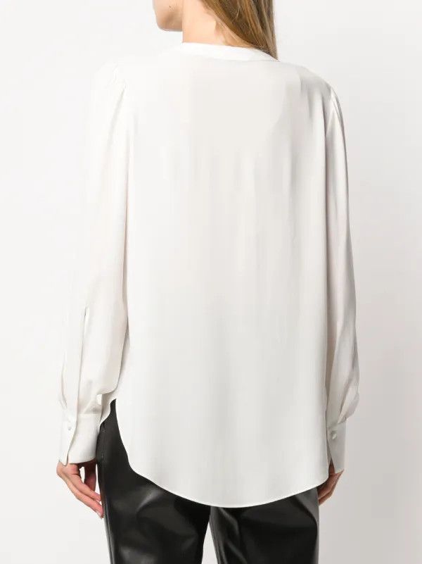 Alexander McQueen o1y0325 Silk Top in White Size M / US 6-8 / IT 42-44 - 4 Thumbnail