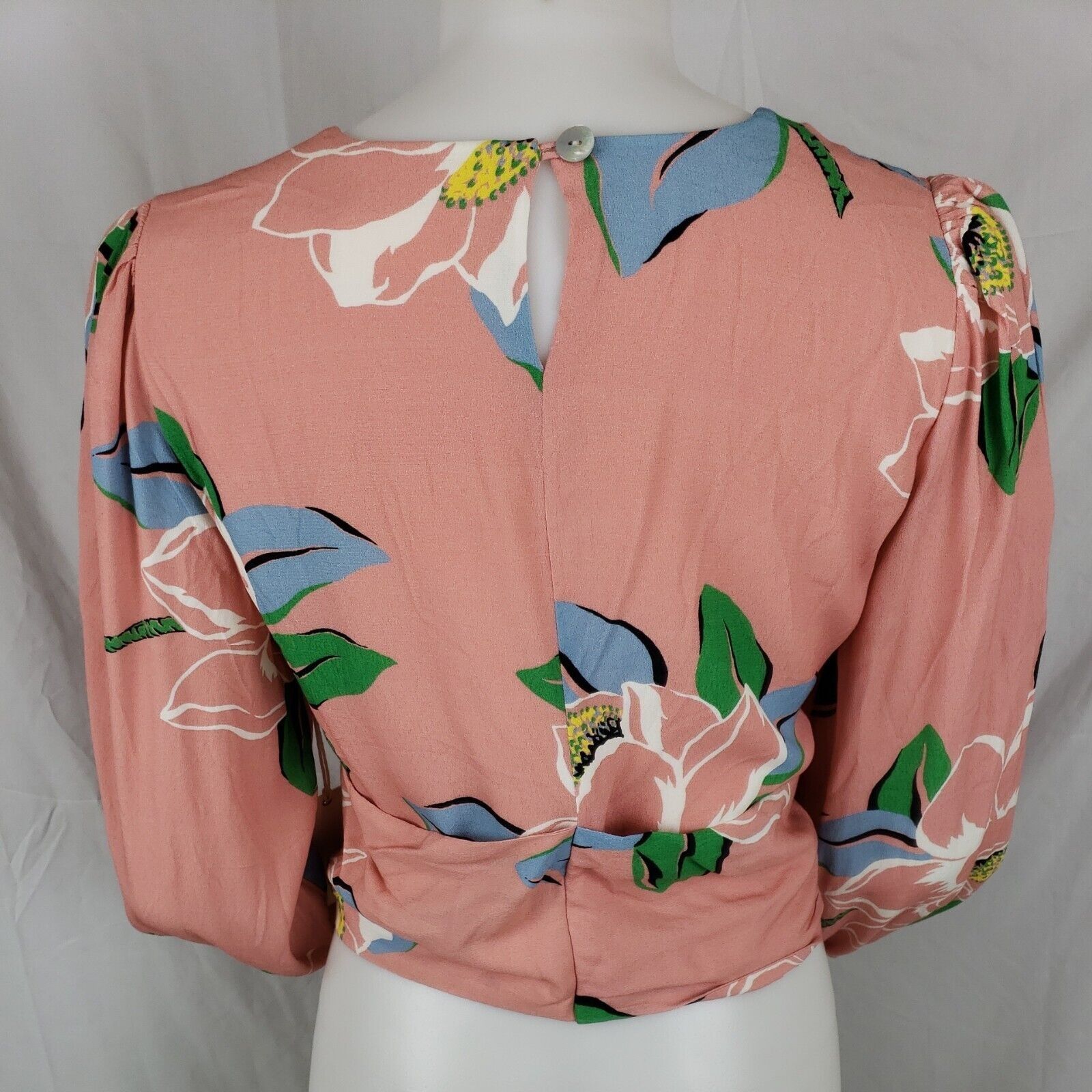 Other Capulet Linen Blend Top Womens L Pink Floral Balloon Sleeve Size L / US 10 / IT 46 - 3 Thumbnail