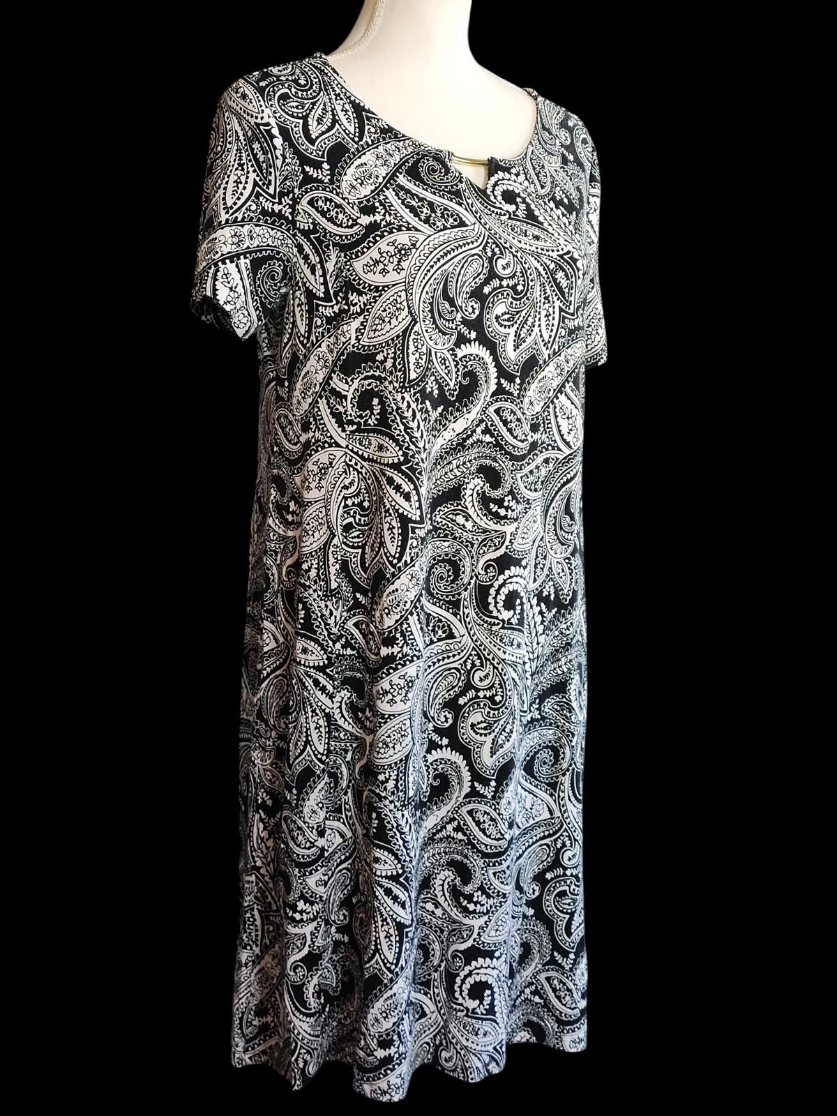 Other Kim Rogers Black and White Paisley Print Casual Dress Size S / US 4 / IT 40 - 4 Thumbnail