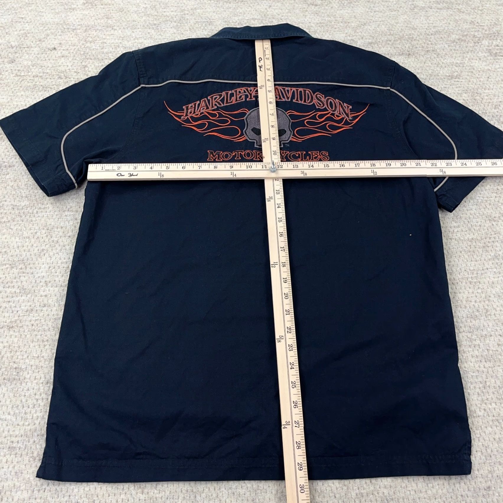Harley Davidson Harley-Davidson Shirt Men Medium Black Button Up Fire Flame Winged Skull Y2K Size US M / EU 48-50 / 2 - 6 Thumbnail