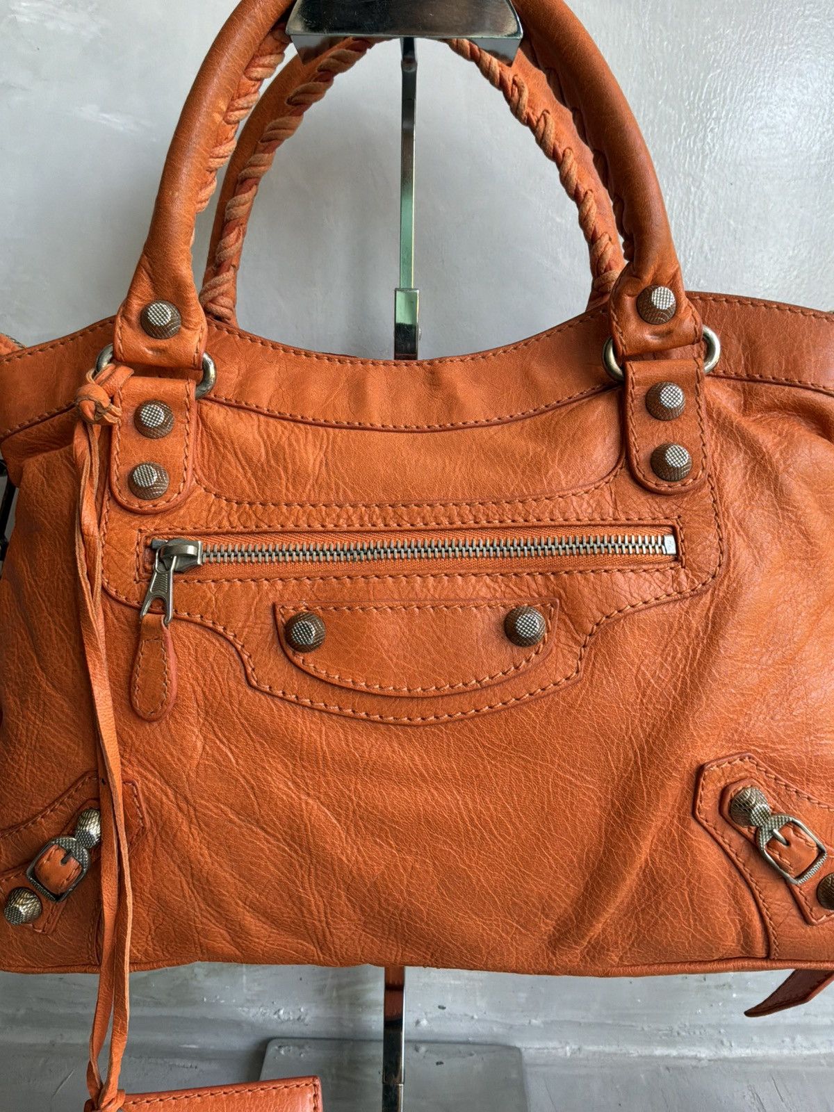 Balenciaga - Motorcyle Town - Orange Lambskin Crossbody Bag