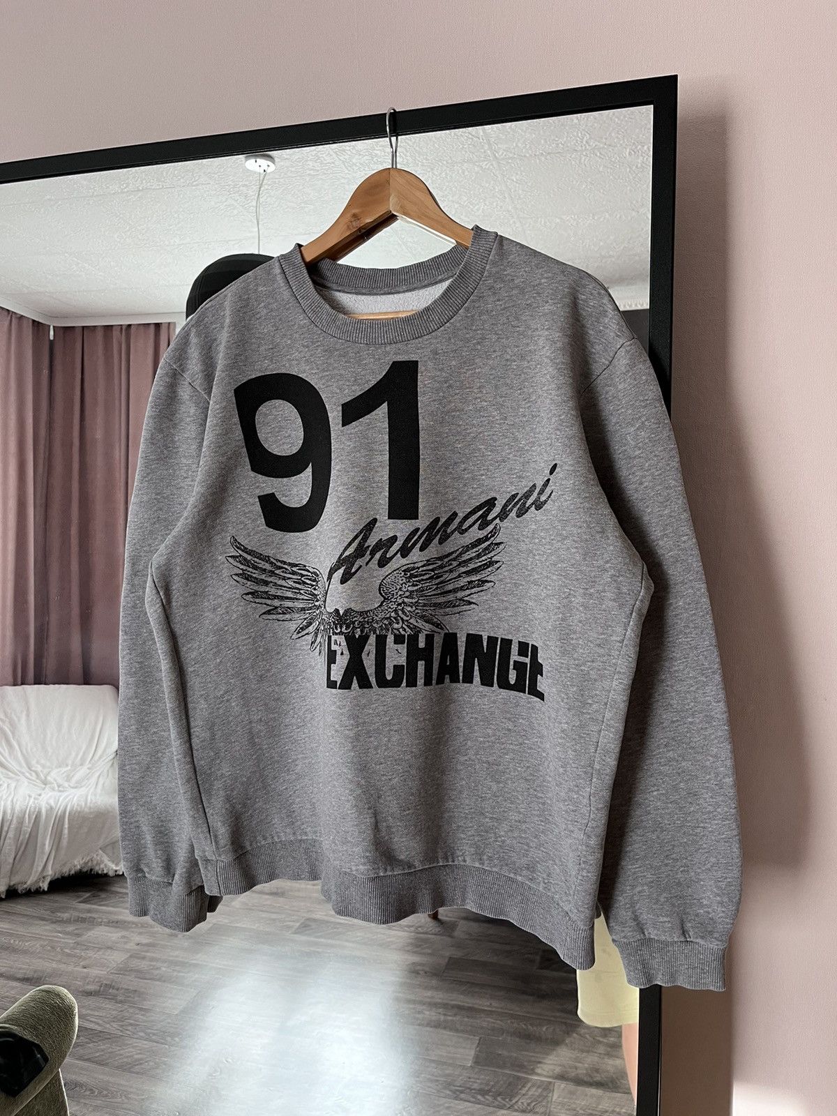 Armani Exchange Vintage Armani Exchange Big Logo Grey Sweatshirt Size US L / EU 52-54 / 3 - 1 Thumbnail