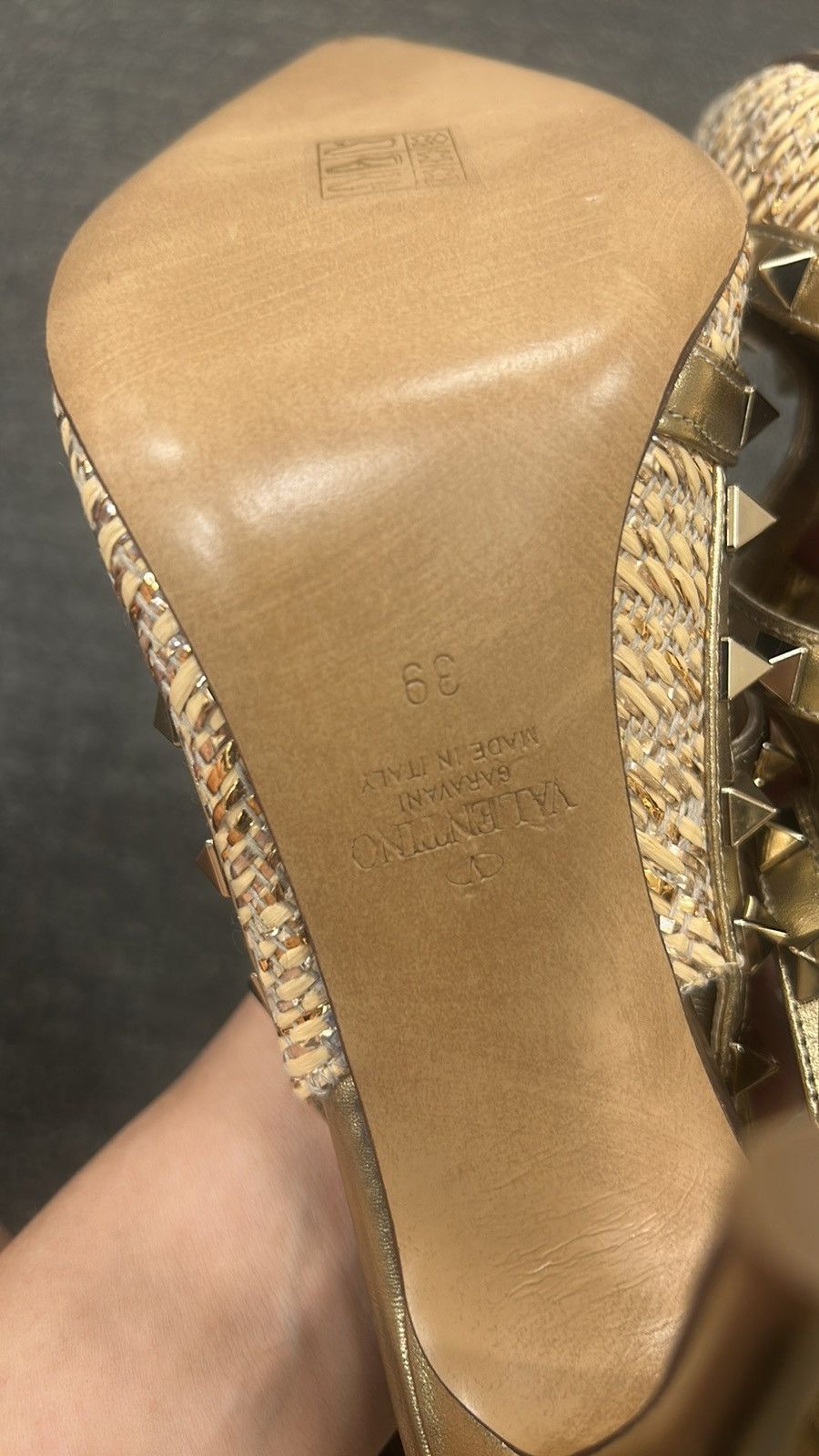Valentino Valentino Garavani Rockstud Raffia Pumps with Straps 100MM Size US 9 / IT 39 - 5 Thumbnail