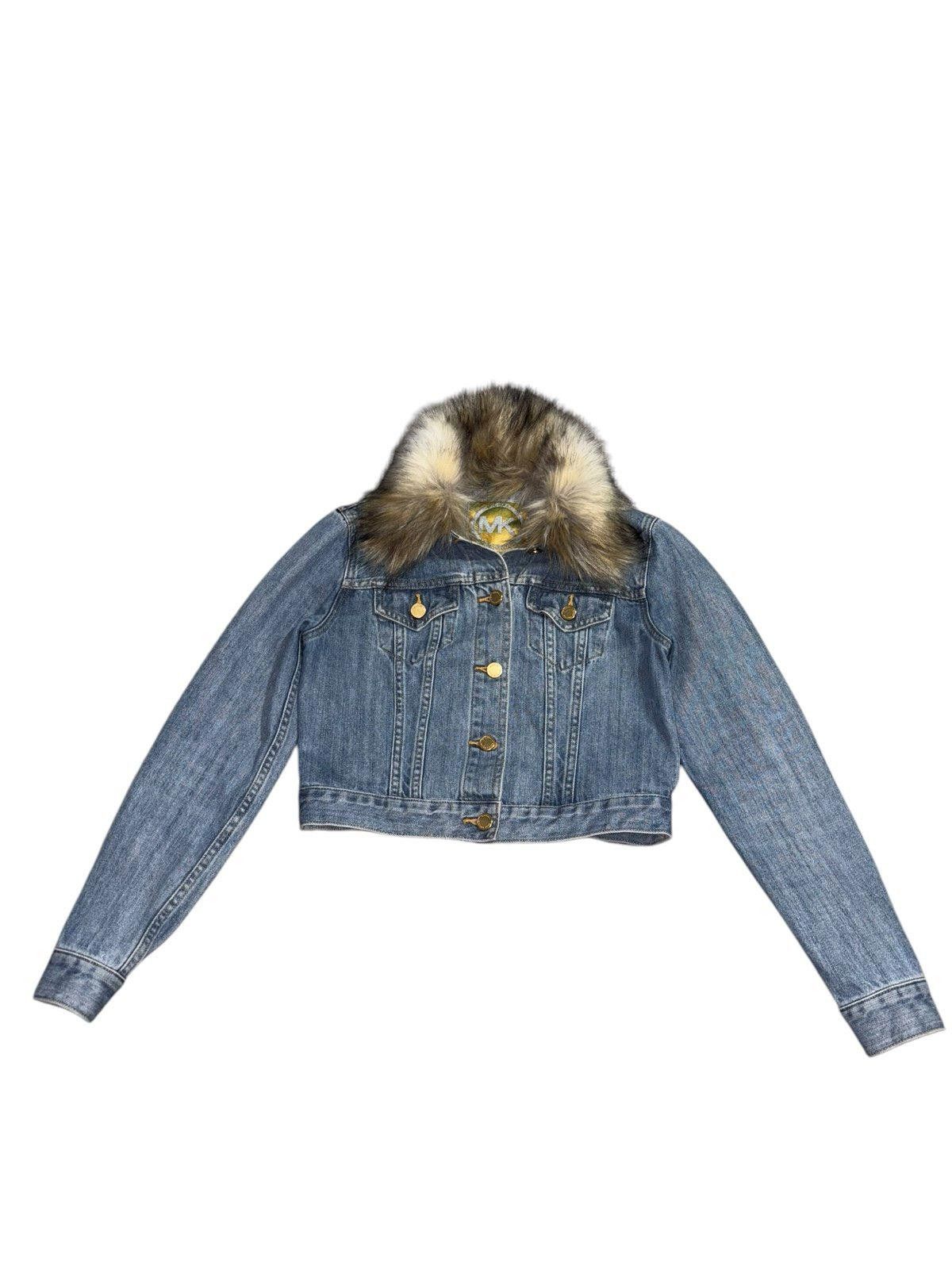 If Six Was Nine Vintage Y2k Michael Kors Denim Jean Jacket Fur Collar west Size XS / US 0-2 / IT 36-38 - 1 Thumbnail