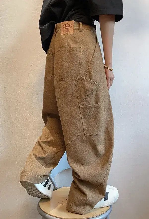 Japanese Brand Hiroko x Hanai Street Washed Loose Fit Khaki Work Pants Size US 32 / EU 48 - 5 Thumbnail