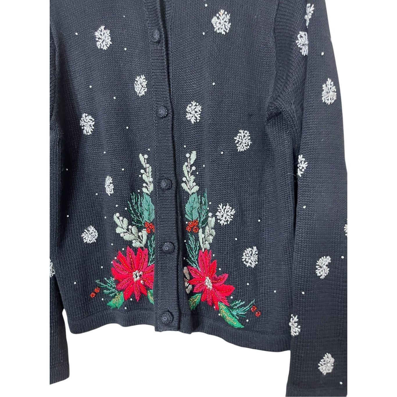 Other Vintage Victoria Jones Christmas Cardigan Sweater Beaded Emb Size M / US 6-8 / IT 42-44 - 2 Thumbnail