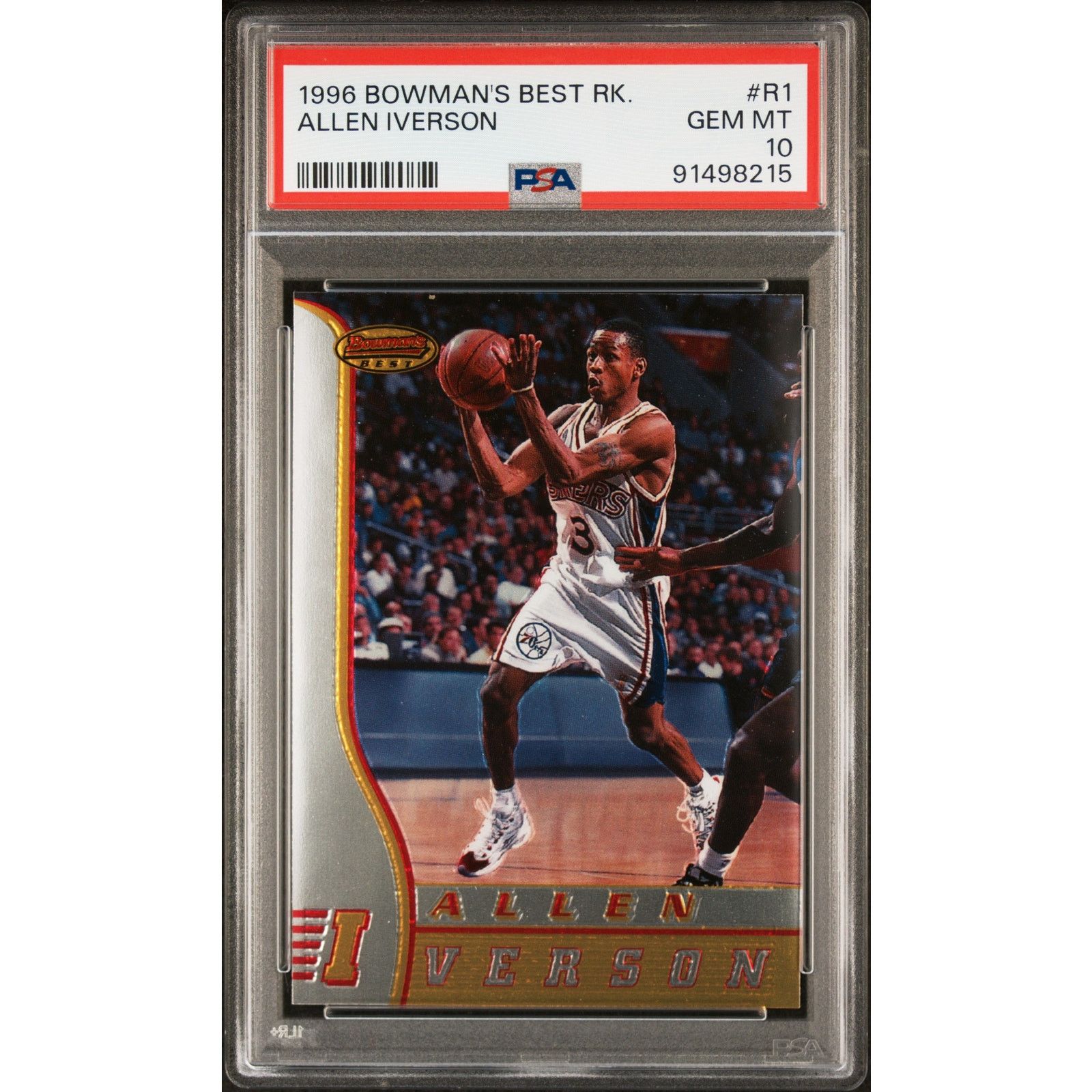 NBA 1996 Bowman's Best Rookie #R1 Allen Iverson PSA 10 Size ONE SIZE - 1 Thumbnail