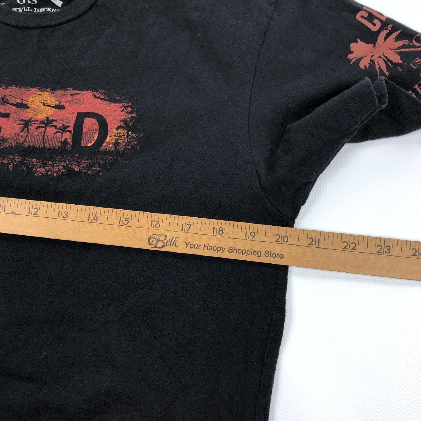 Vintage Grunt Style Men's L Black RED Sunset Helicopter Graphic T-Shirt Cotton Crew Shirt Size US L / EU 52-54 / 3 - 6 Thumbnail