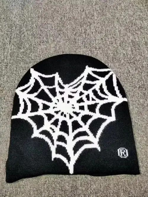 Other Spider Web Heart Graphic No Cuff Beanie Hat Black Size ONE SIZE - 3 Thumbnail