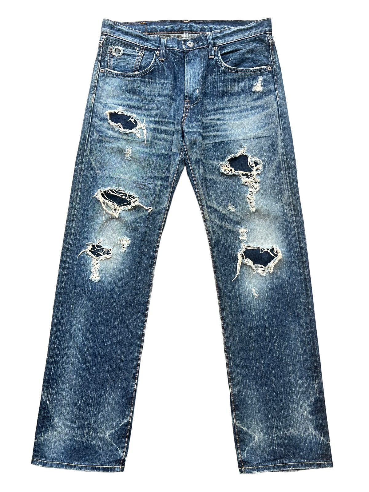 Edwin Vintage Edwin Distressed Ripped Patchwork Denim Jeans 34x32 Size US 34 / EU 50 - 2 Thumbnail