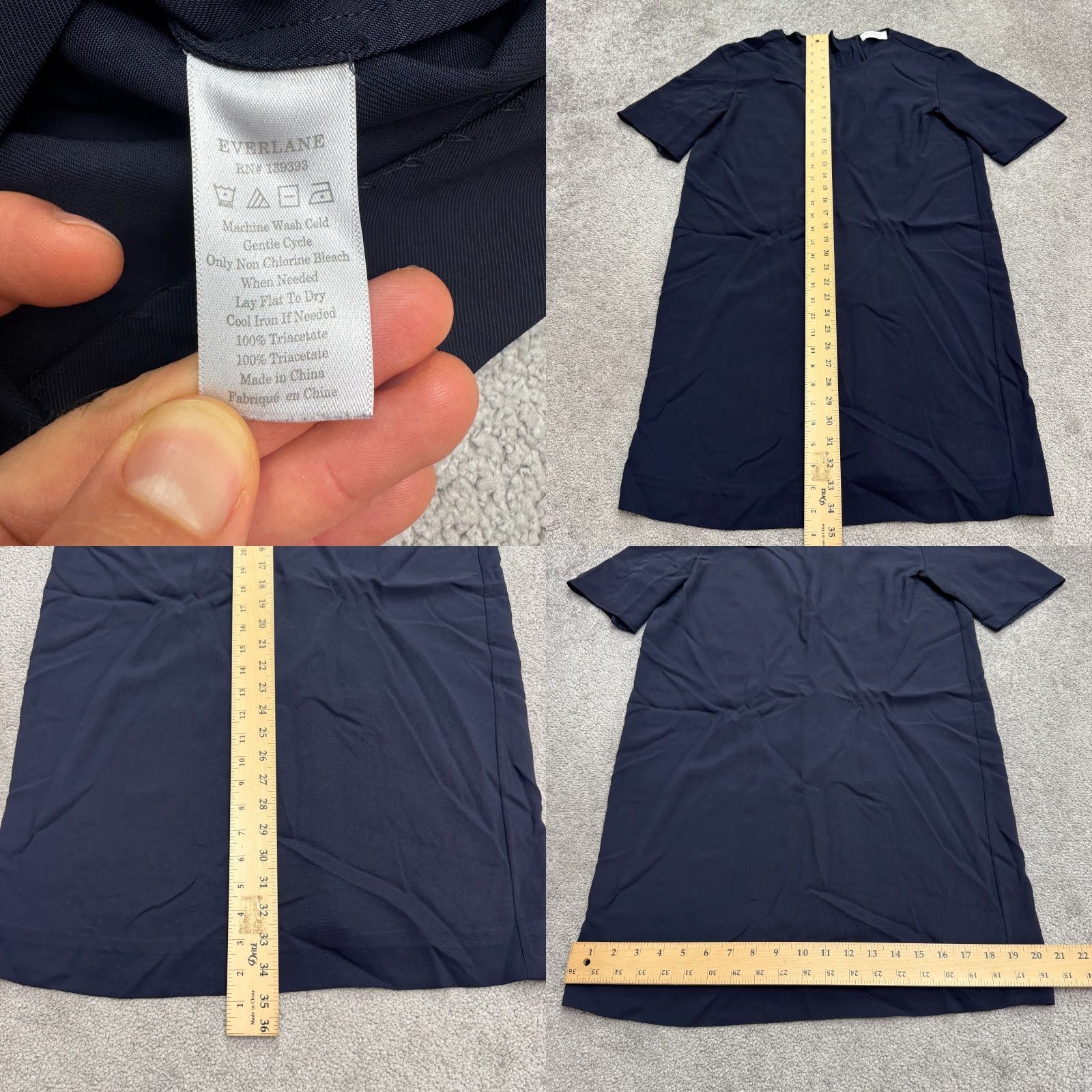 Everlane Midi Shift Dress Womens 6 Navy Blue Short Sleeve Classic Business Casual