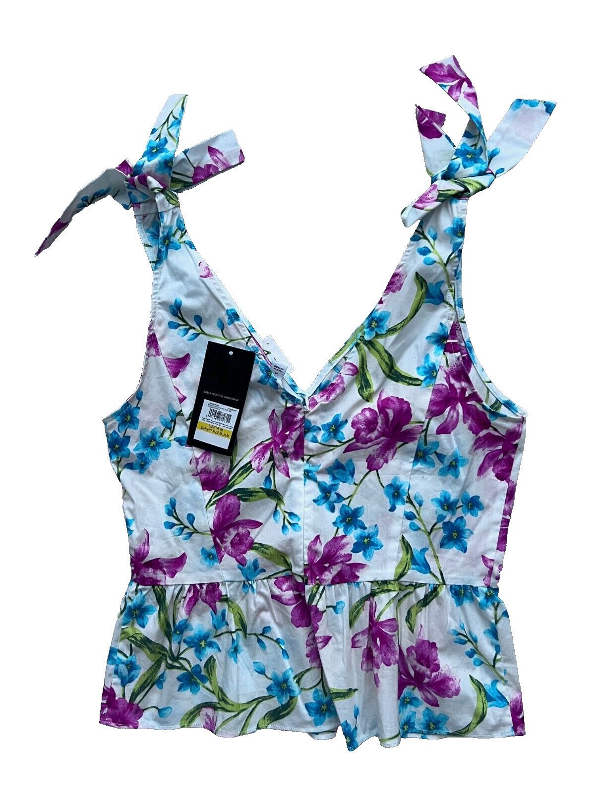 Nine West Nine West Floral Bow Strap V-Neck Top ( M ) Size M / US 6-8 / IT 42-44 - 2 Thumbnail