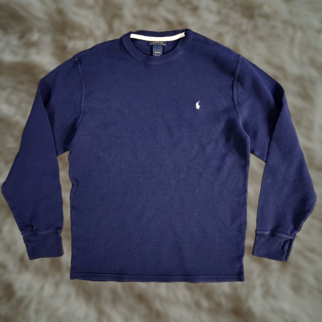 Polo Ralph Lauren Polo Ralph Lauren Waffle Knit Thermal Mens XL Blue Crew Neck Long Sleeve Shirt Size US XL / EU 56 / 4 - 1 Thumbnail
